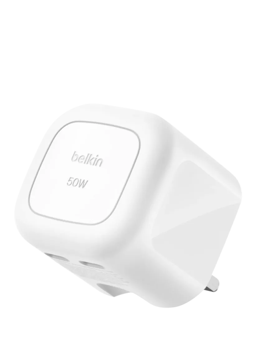 Belkin wall charger Dual USB-C 50W White - British product
