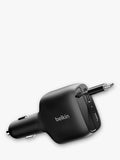 Belkin retractable car charger USB-C USB-A 75W black - British product
