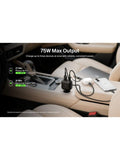 Belkin retractable car charger USB-C USB-A 75W black - British product