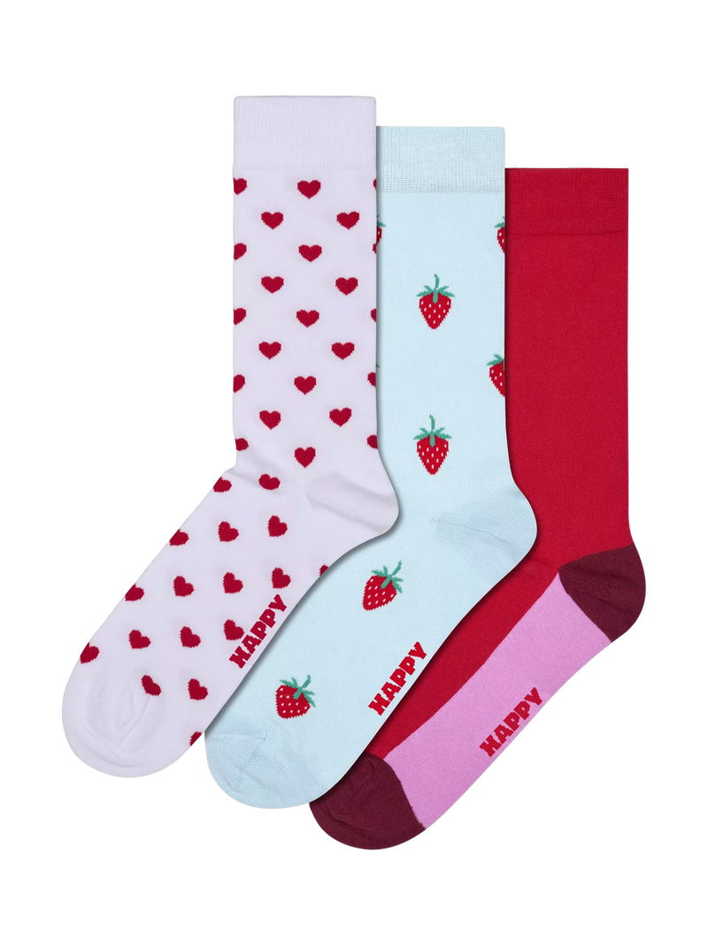 Happy Socks Everyday Hearts ankle socks 3-pack, UK version