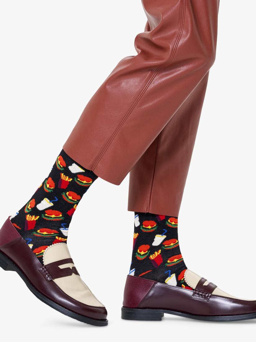 Happy Socks hamburger socks in black and multicolour (British brand)