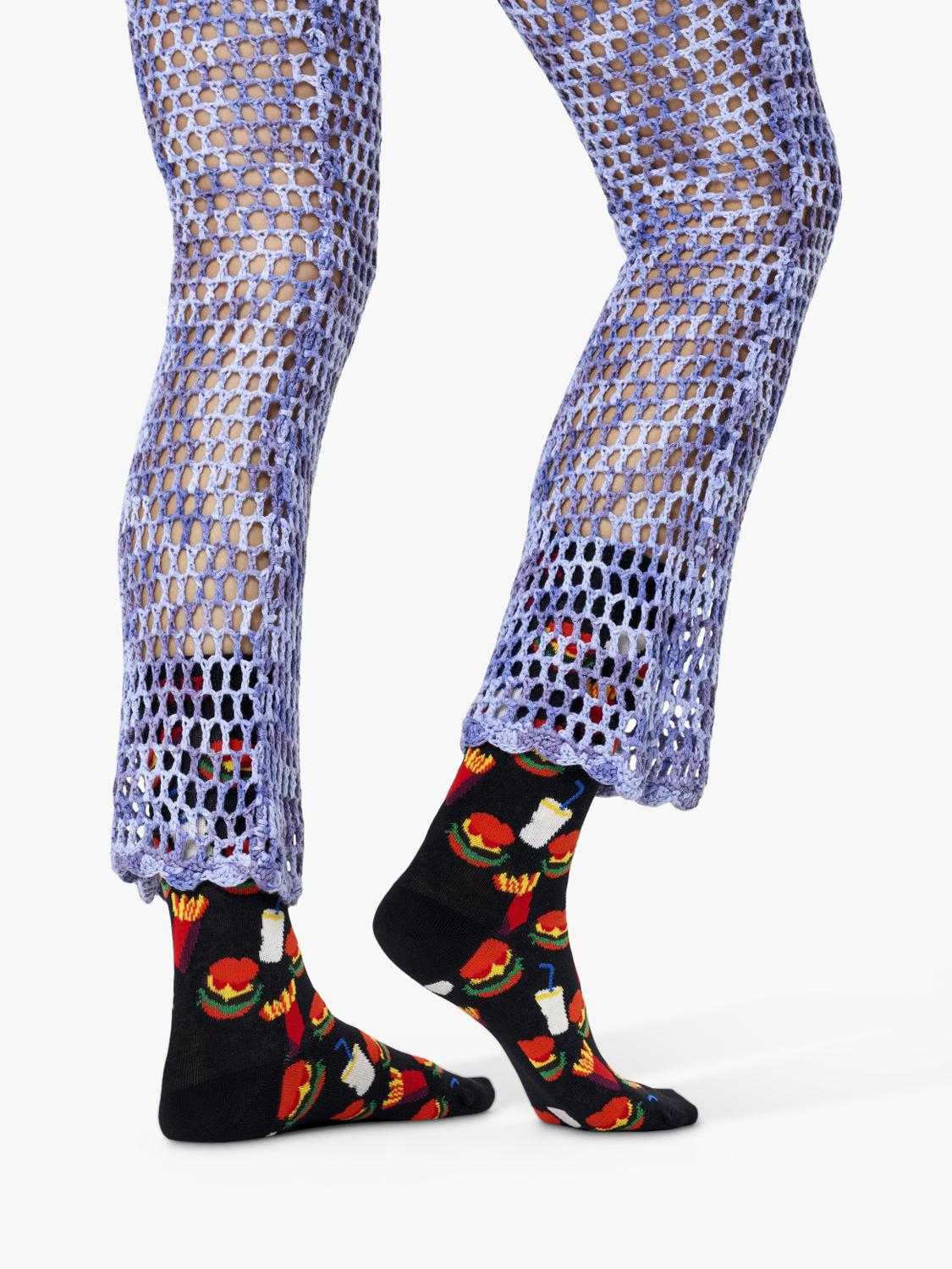 Happy Socks hamburger socks in black and multicolour (British brand)
