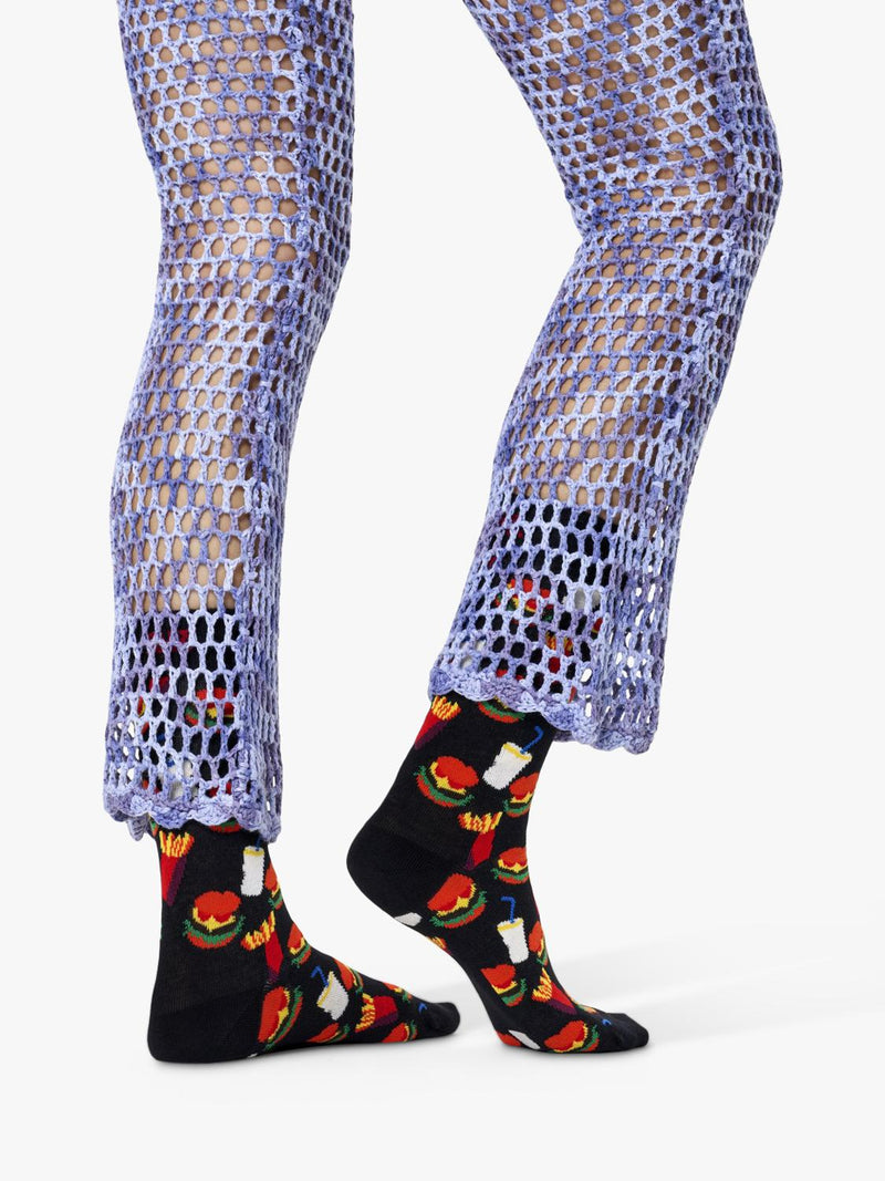 Happy Socks hamburger socks in black and multicolour (British brand)