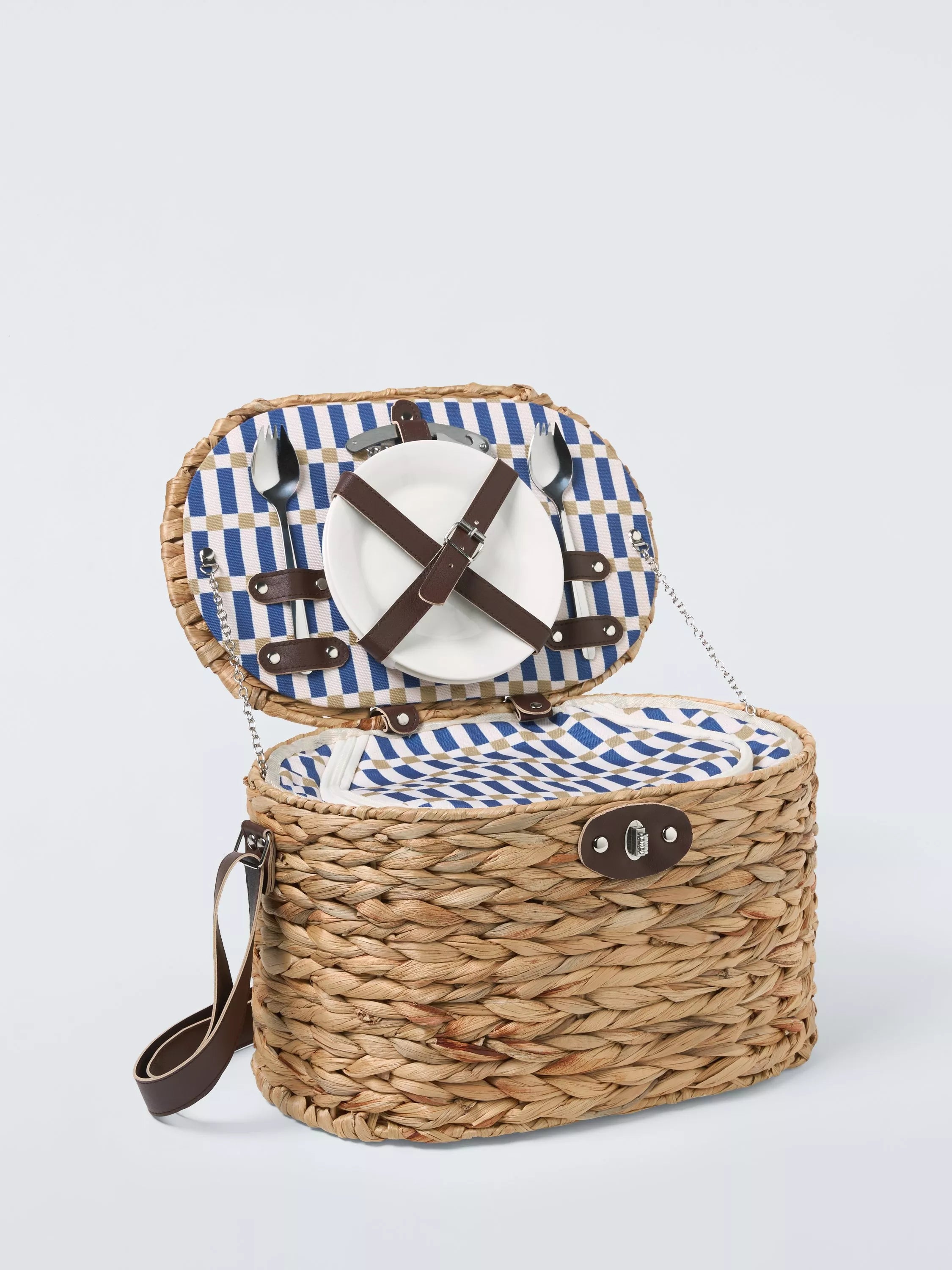 John Lewis Modern Rustic woven water hyacinth picnic hamper for two, imported from the UK