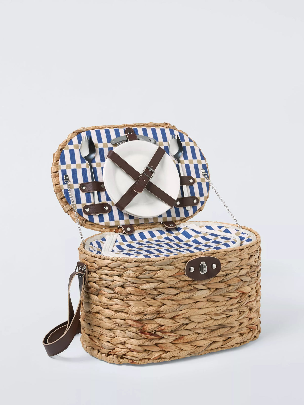 John Lewis Modern Rustic woven water hyacinth picnic hamper for two, imported from the UK