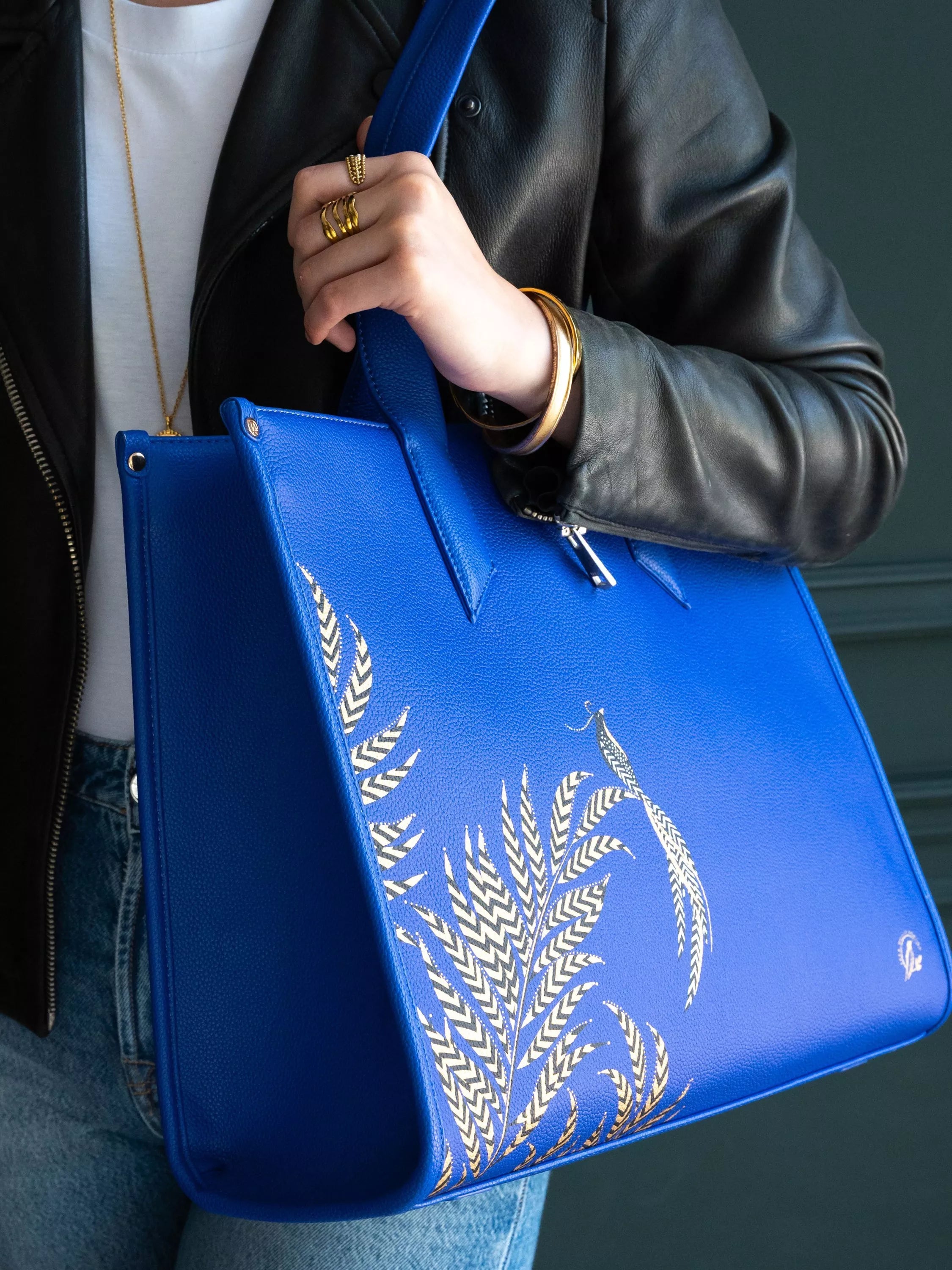 Sara Miller oversized box tote bag Botanic Blue, imported from the UK