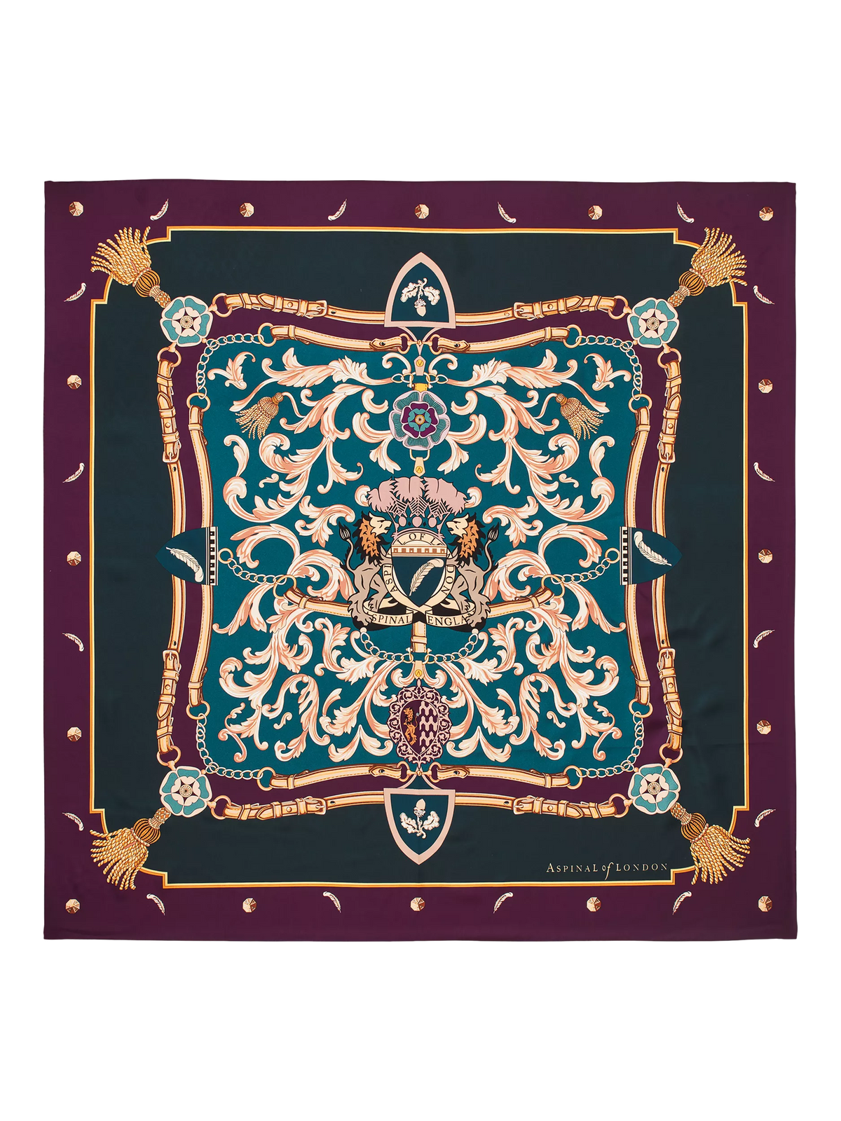 Aspinal of London silk scarf Fig 90cm square (British brand)