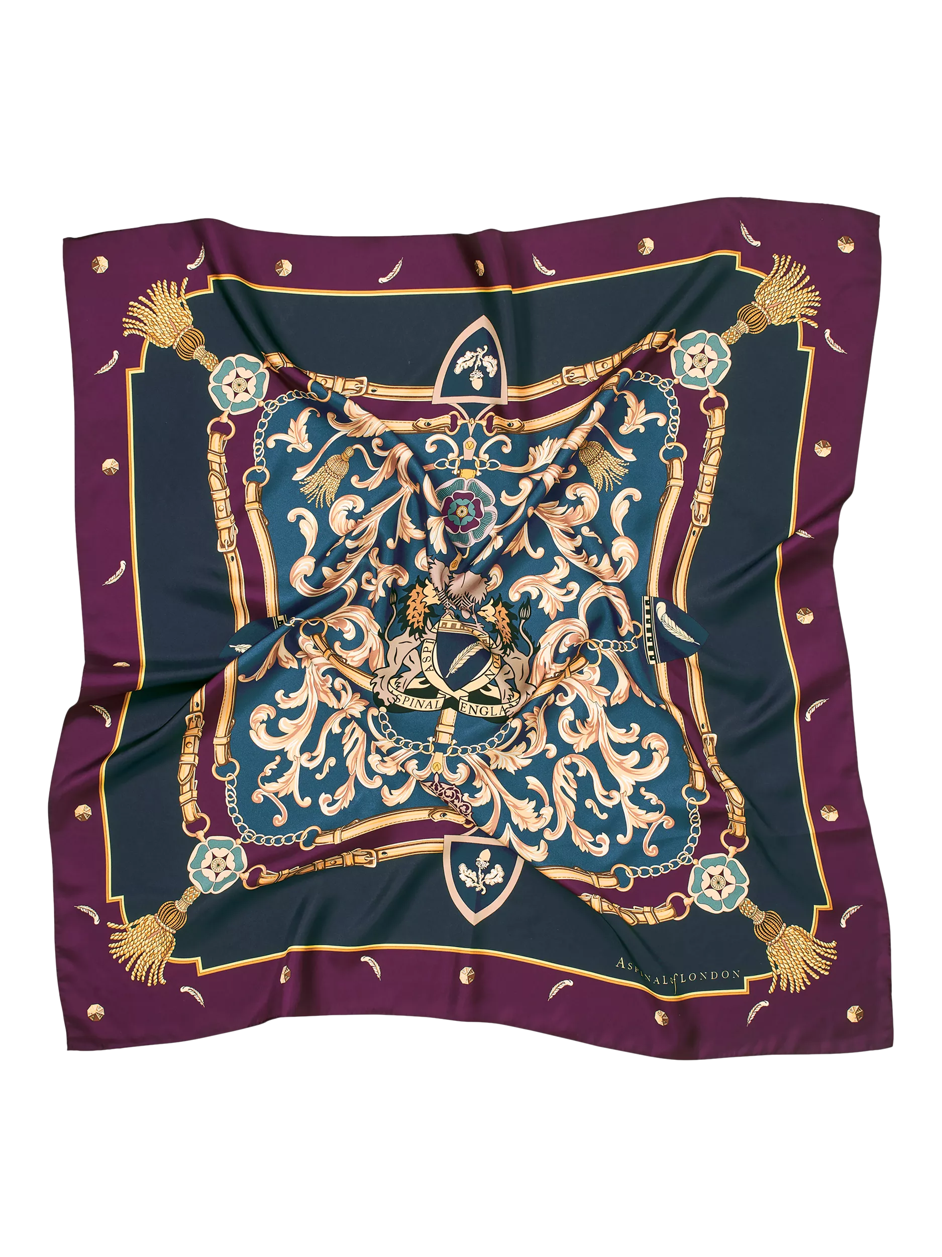 Aspinal of London silk scarf Fig 90cm square (British brand)