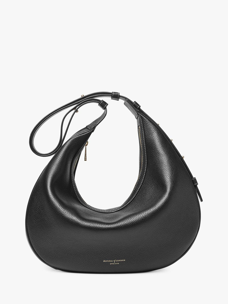 Aspinal of London large crescent bag in pebble leather - British product