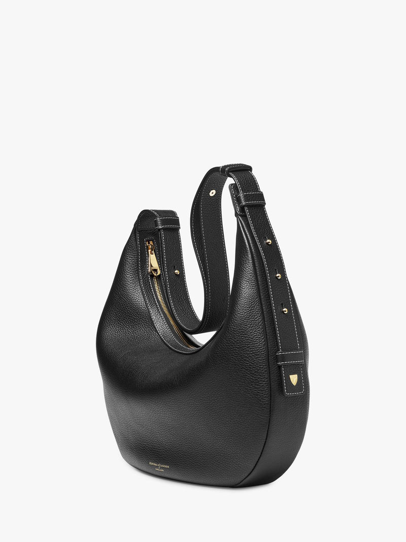 Aspinal of London large crescent bag in pebble leather - British product