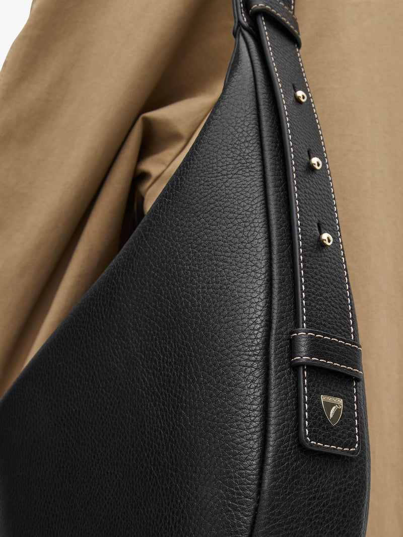 Aspinal of London large crescent bag in pebble leather - British product