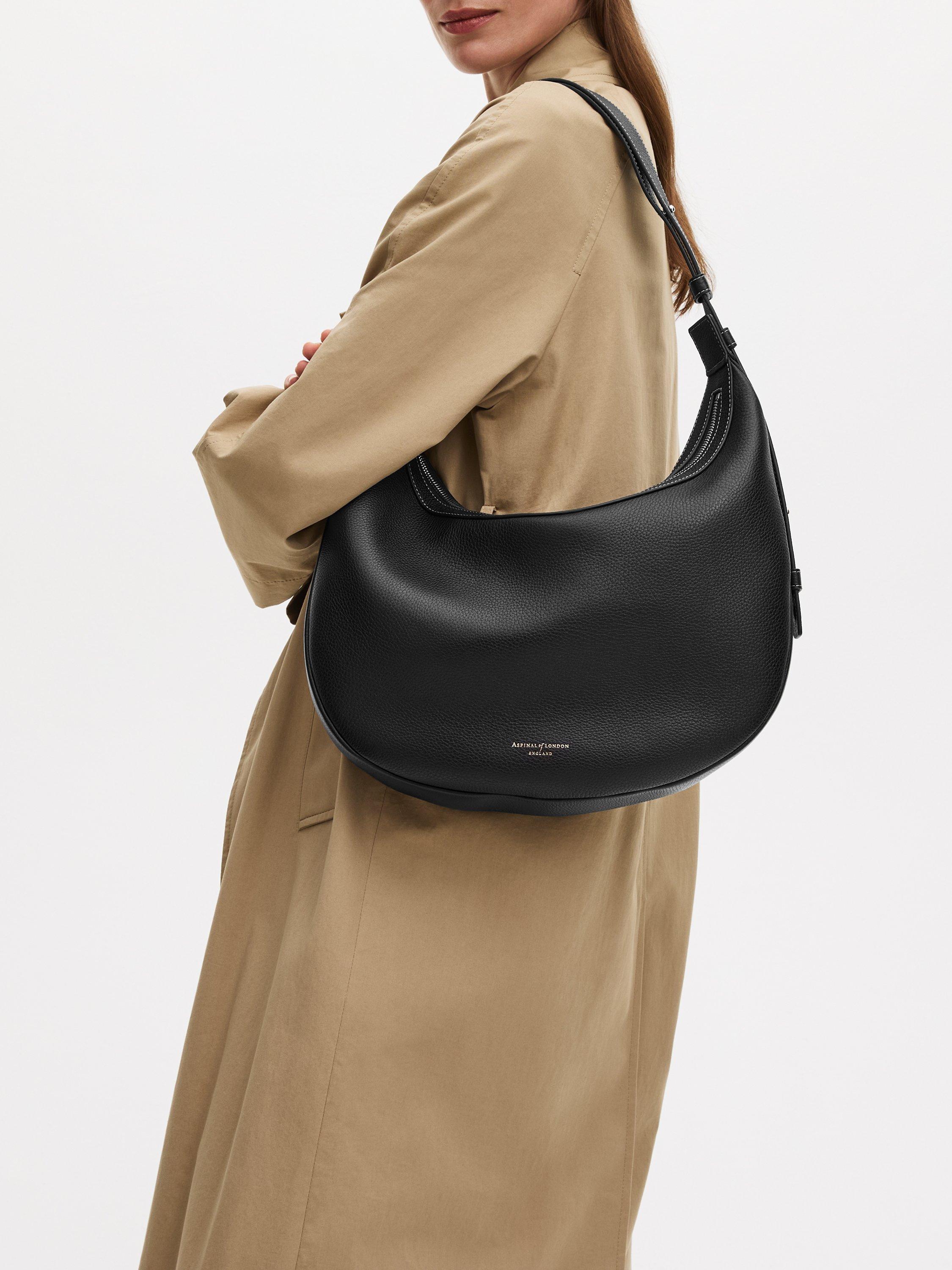 Aspinal of London large crescent bag in pebble leather - British product