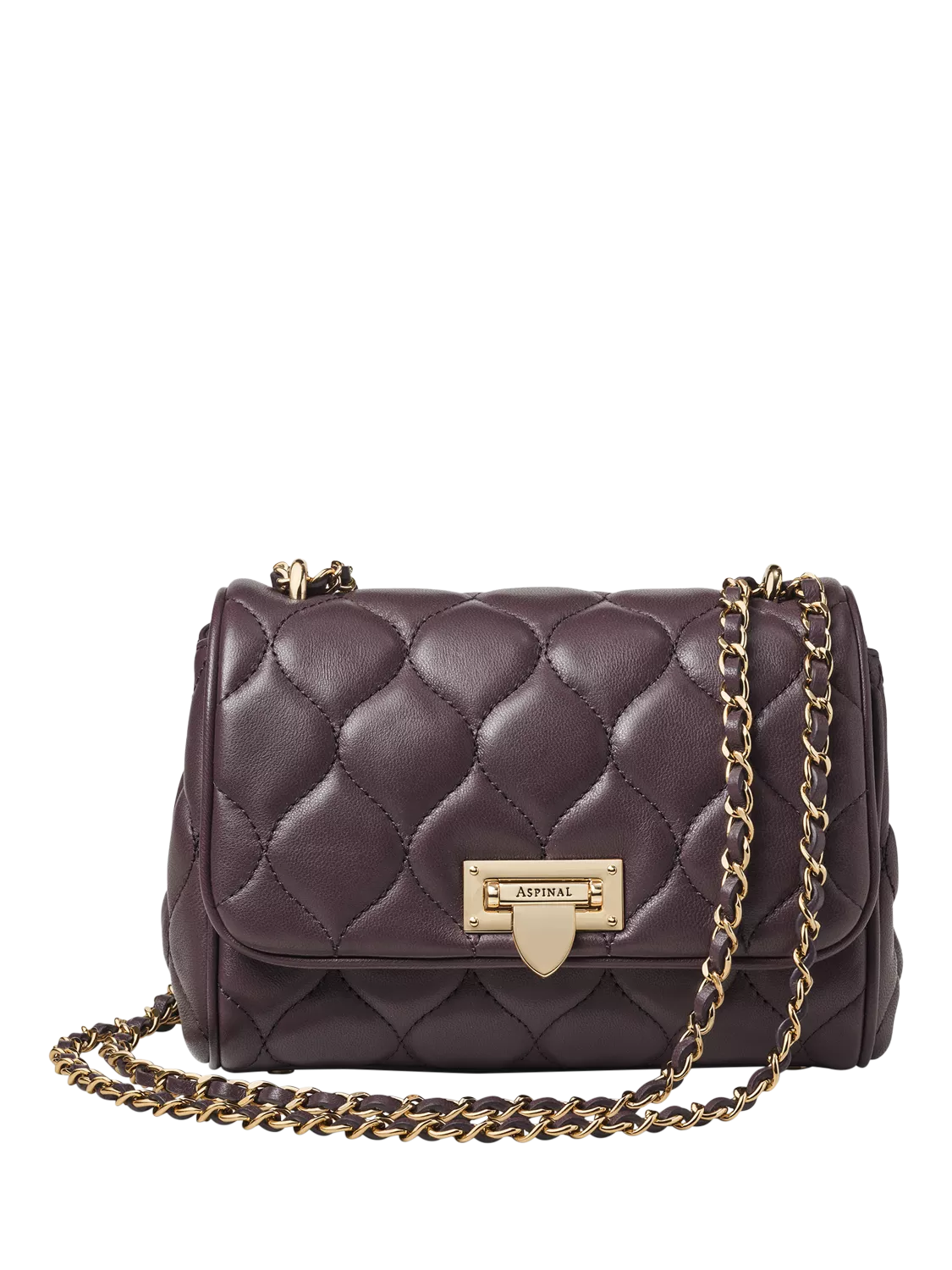 Aspinal of London Lottie Quilted Leather Shoulder Bag, Fig