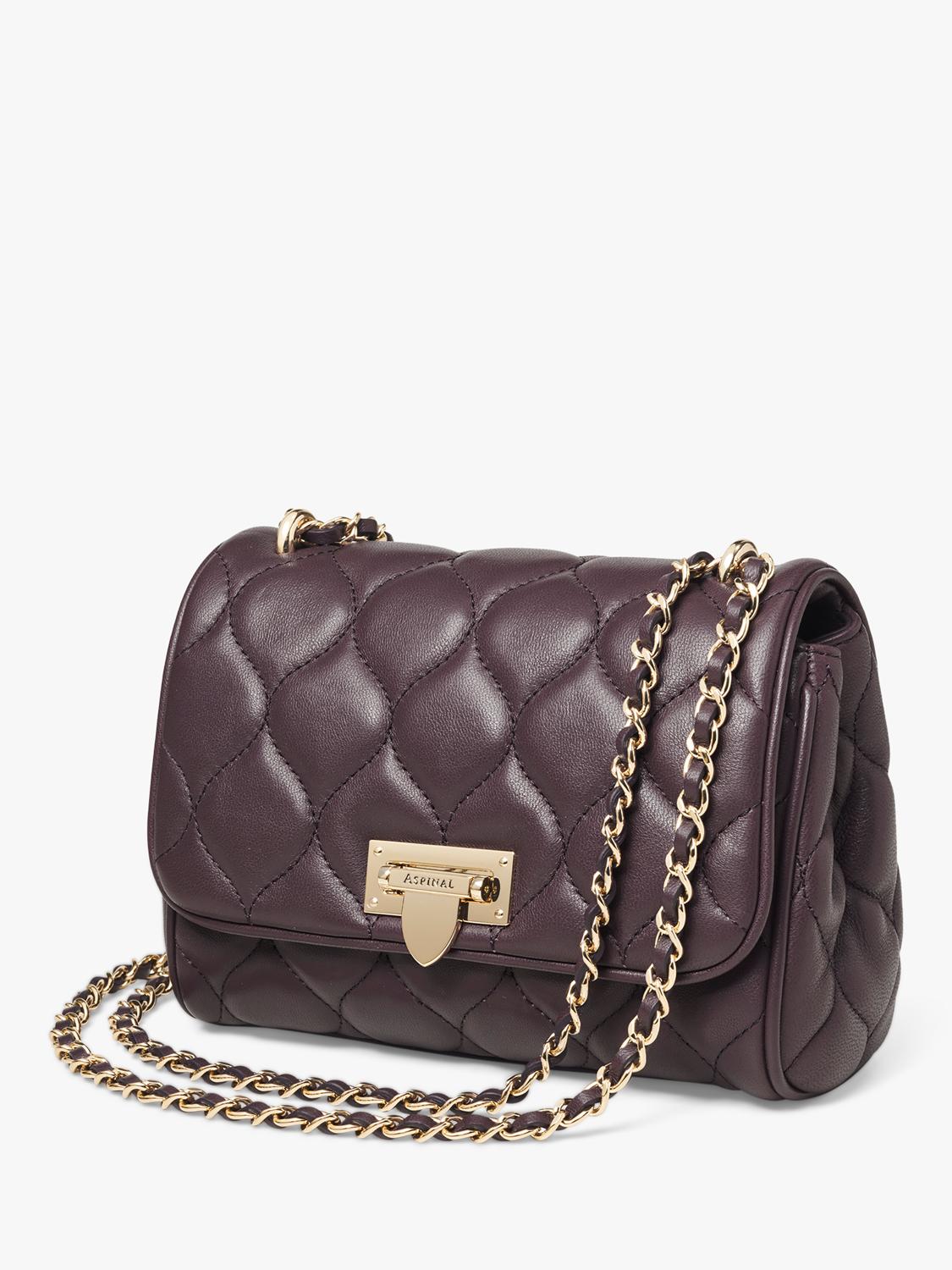 Aspinal of London Lottie quilted leather shoulder bag Fig, UK version