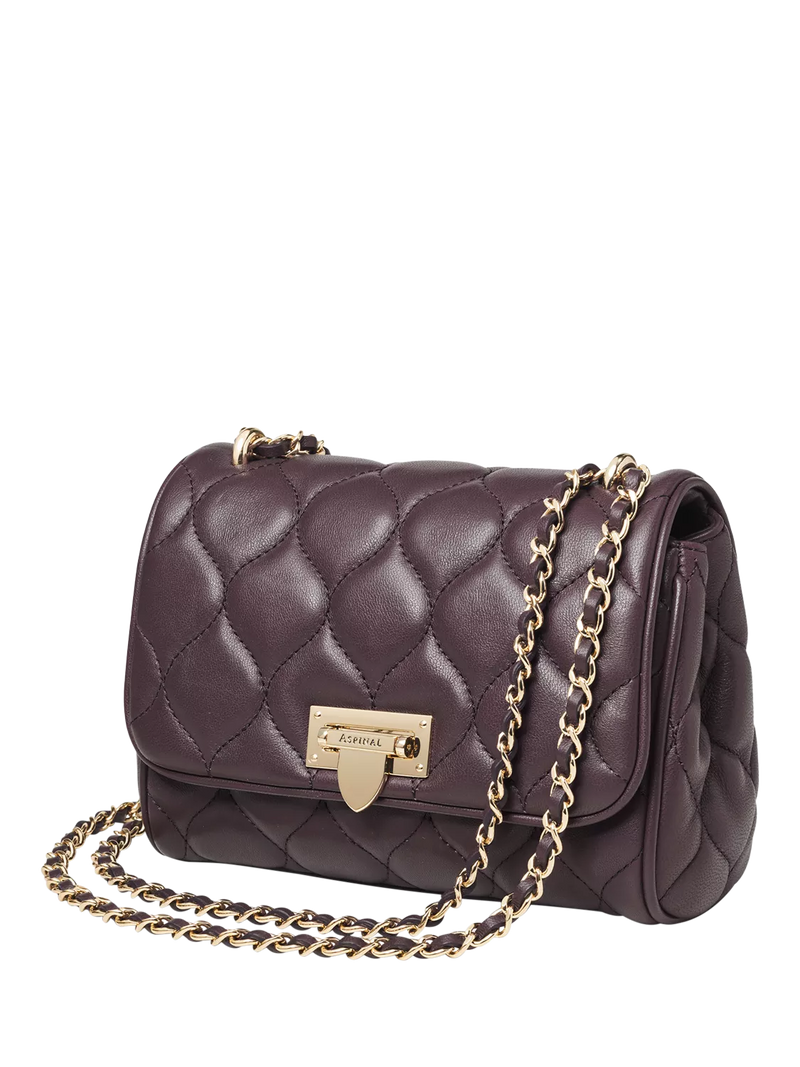 Aspinal of London Lottie quilted leather shoulder bag Fig, UK version