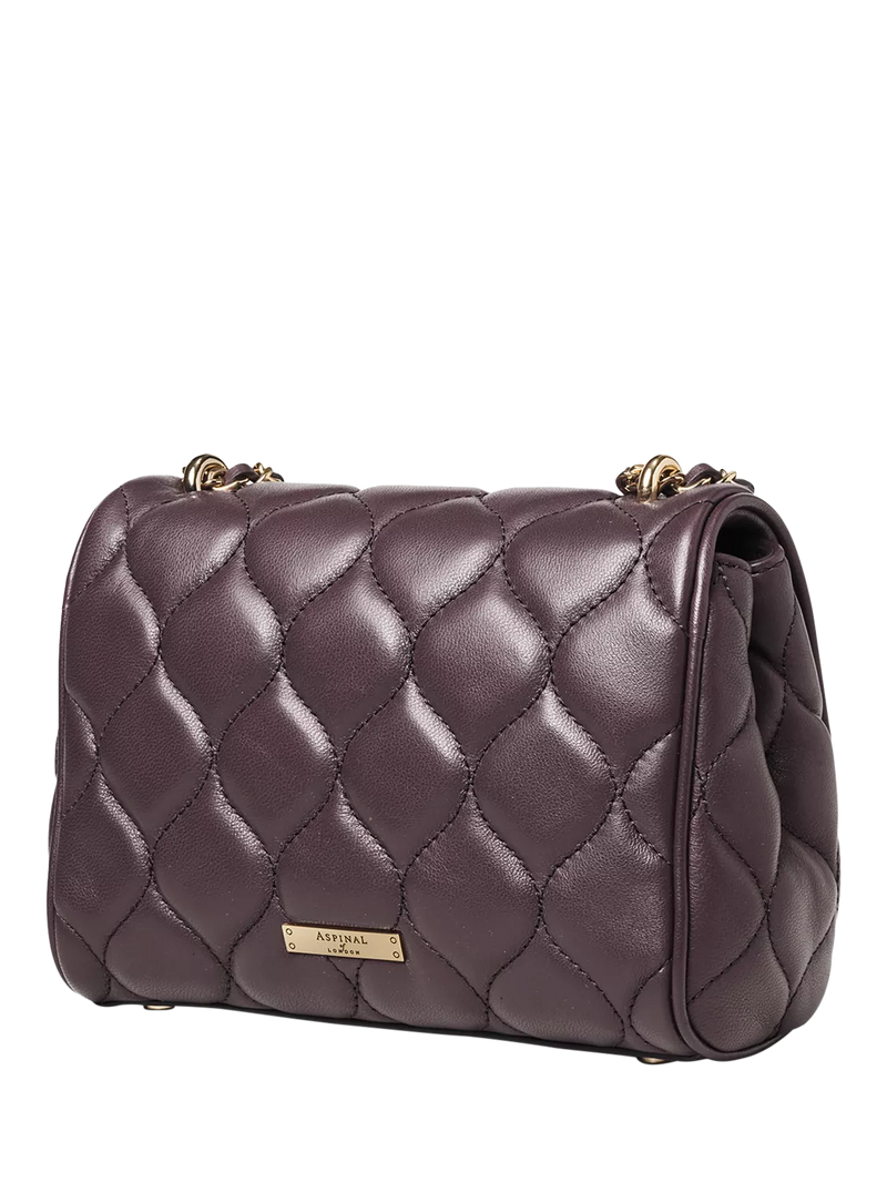 Aspinal of London Lottie quilted leather shoulder bag Fig, UK version