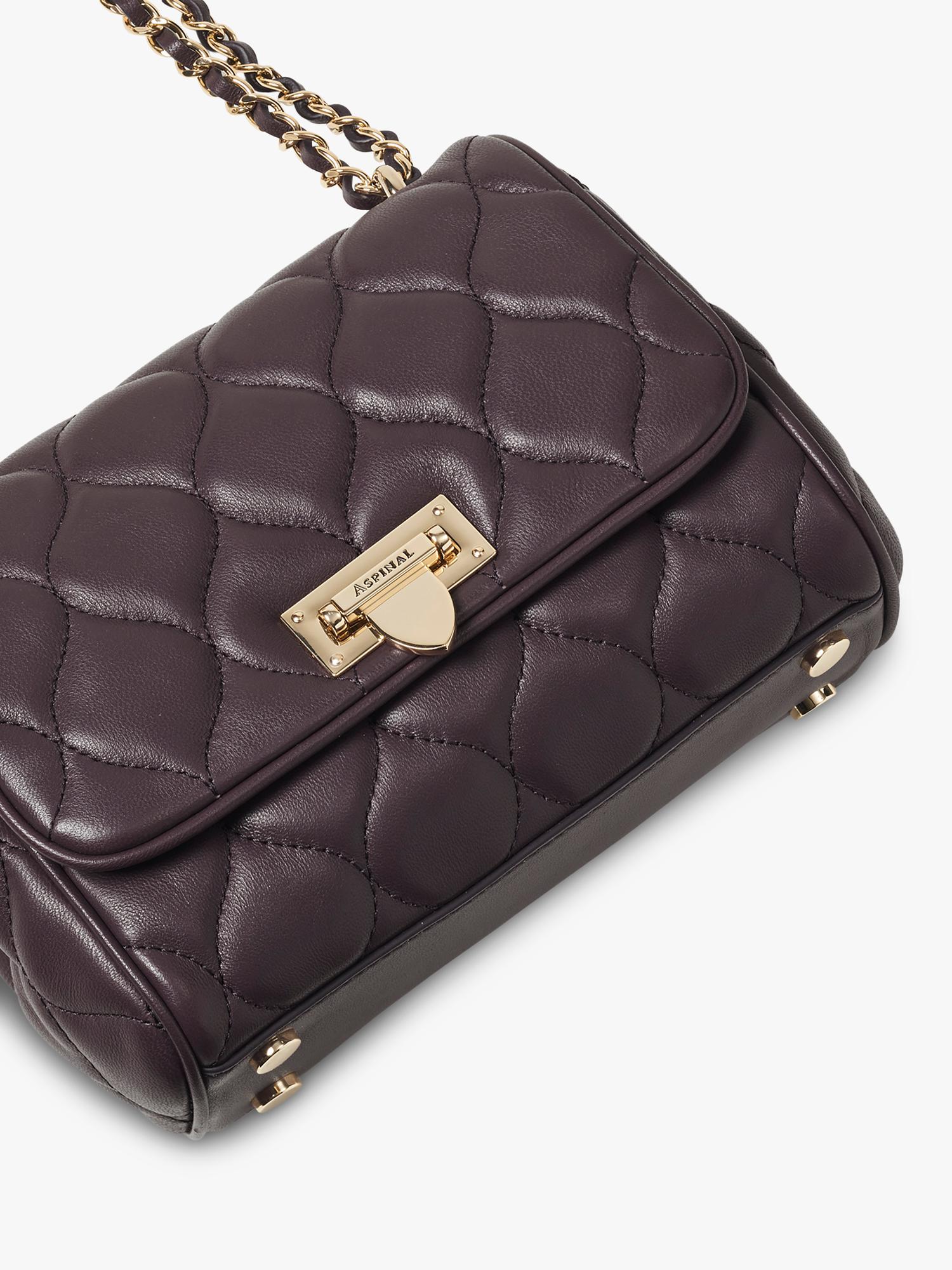 Aspinal of London Lottie quilted leather shoulder bag Fig, UK version