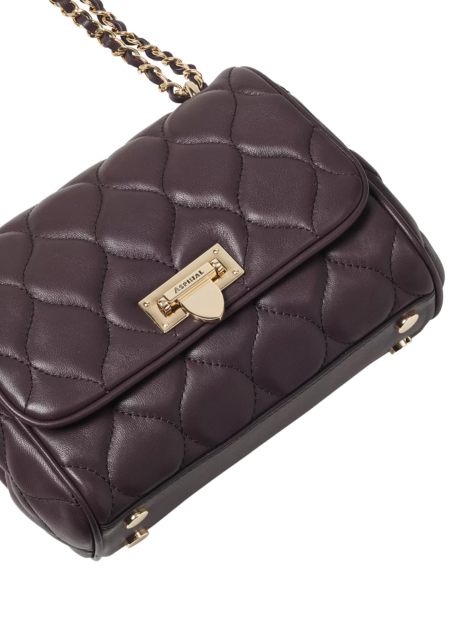 Aspinal of London Lottie quilted leather shoulder bag Fig, UK version