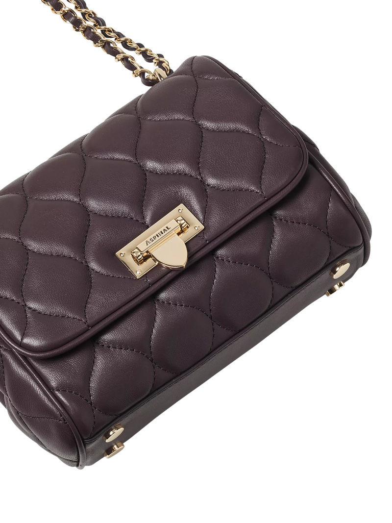 Aspinal of London Lottie quilted leather shoulder bag Fig, UK version