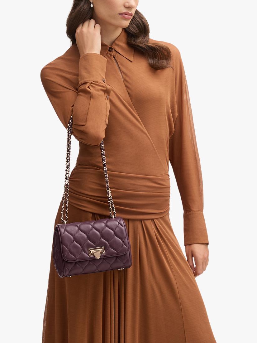 Aspinal of London Lottie quilted leather shoulder bag Fig, UK version