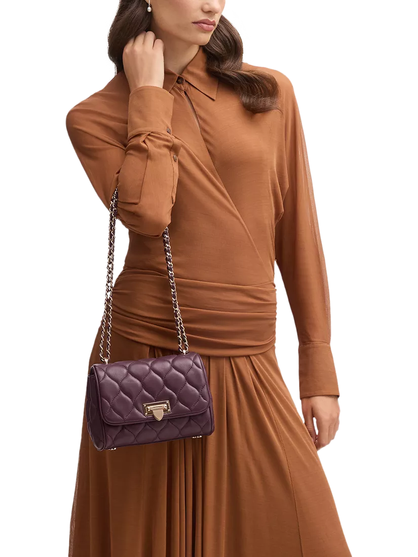 Aspinal of London Lottie quilted leather shoulder bag Fig, UK version
