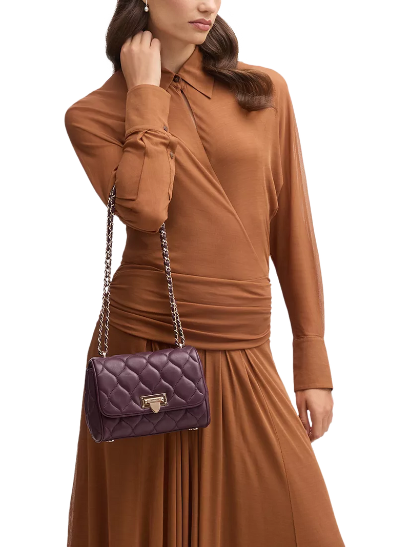 Aspinal of London Lottie quilted leather shoulder bag Fig, UK version