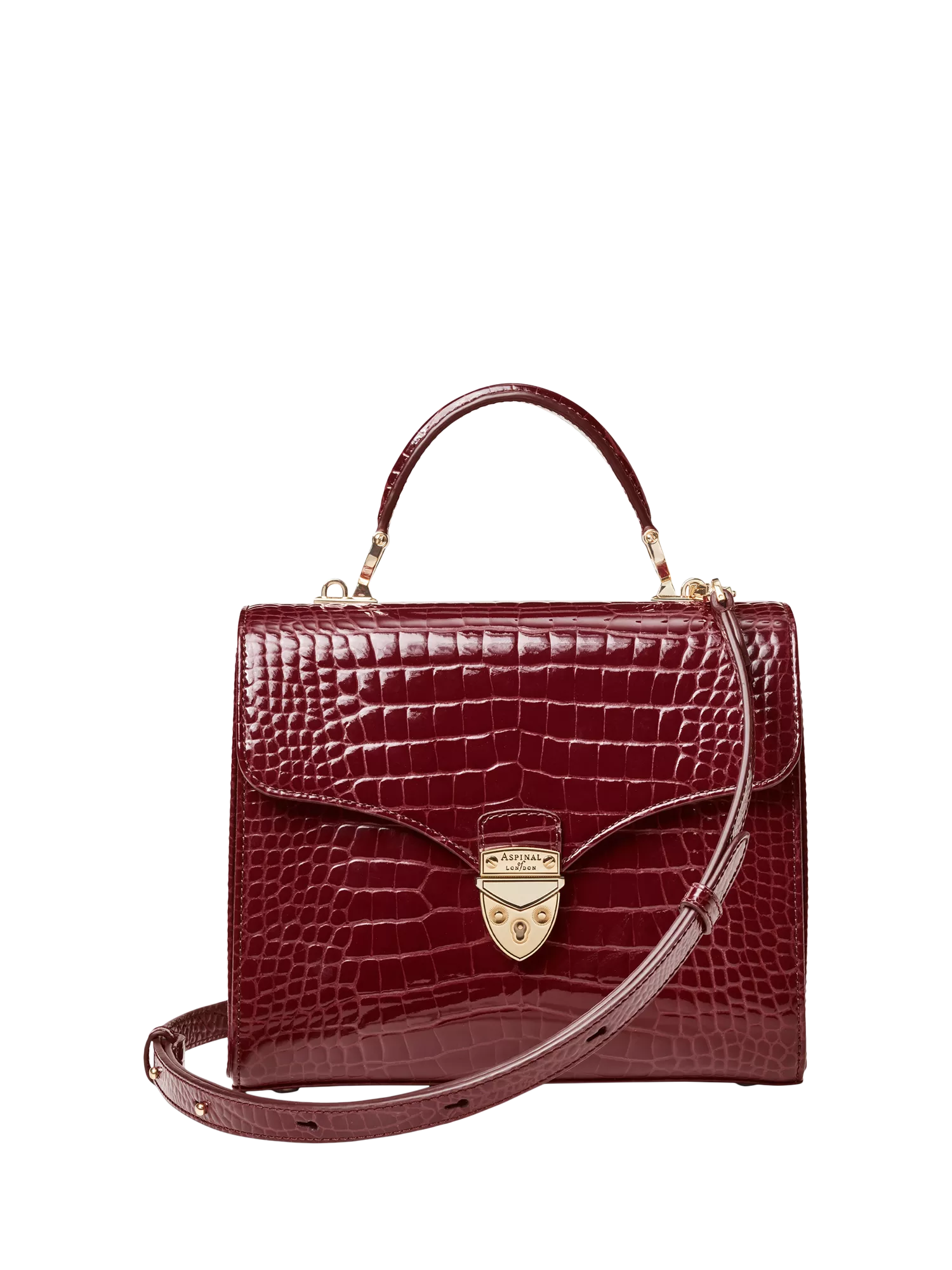 Aspinal of London Mayfair leather top handle bag Merlot, imported from the UK