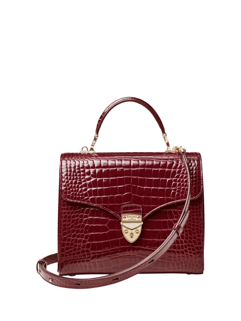 Aspinal of London Mayfair leather top handle bag Merlot, imported from the UK