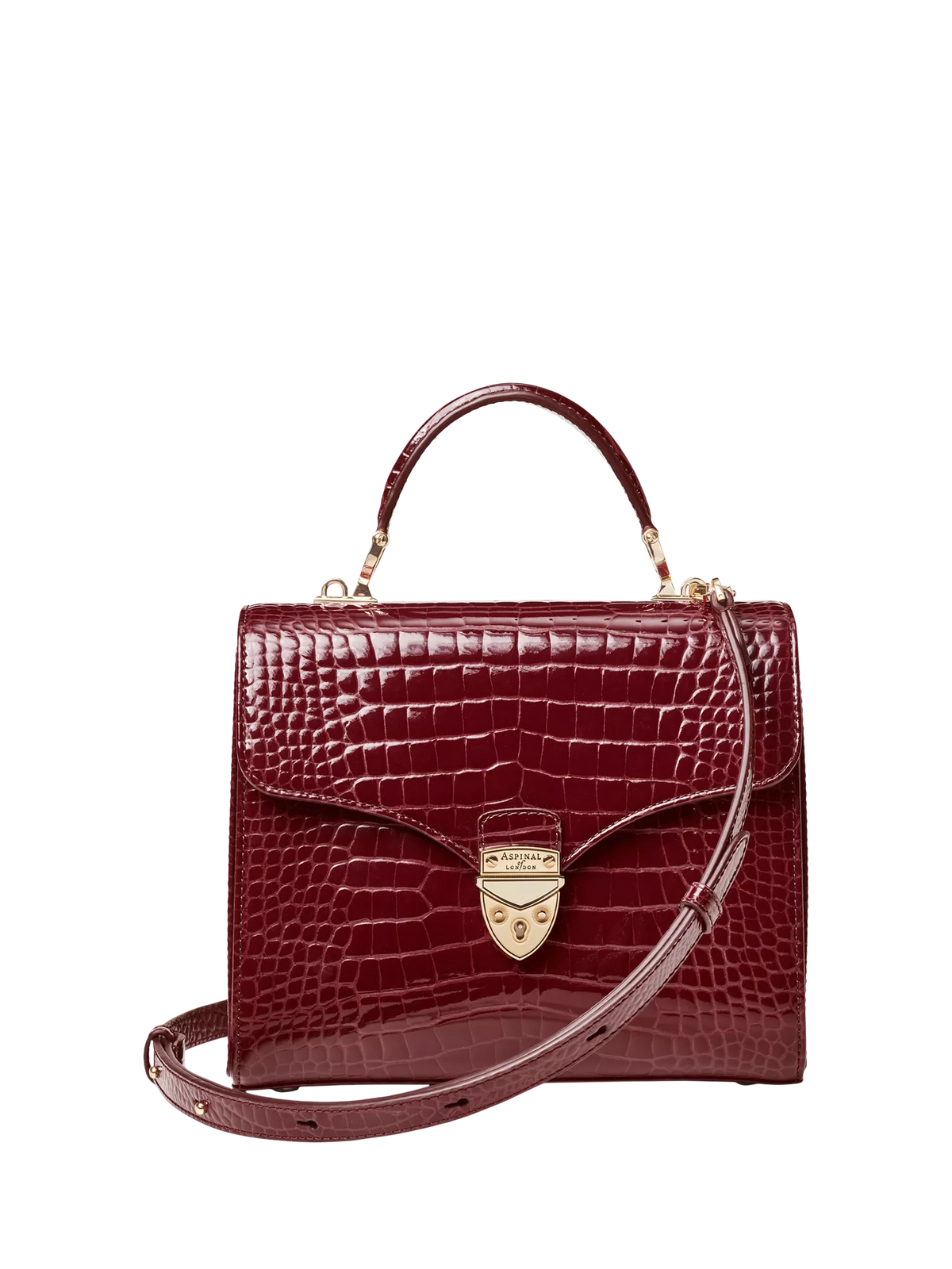 Aspinal of London Mayfair leather top handle bag Merlot, imported from the UK