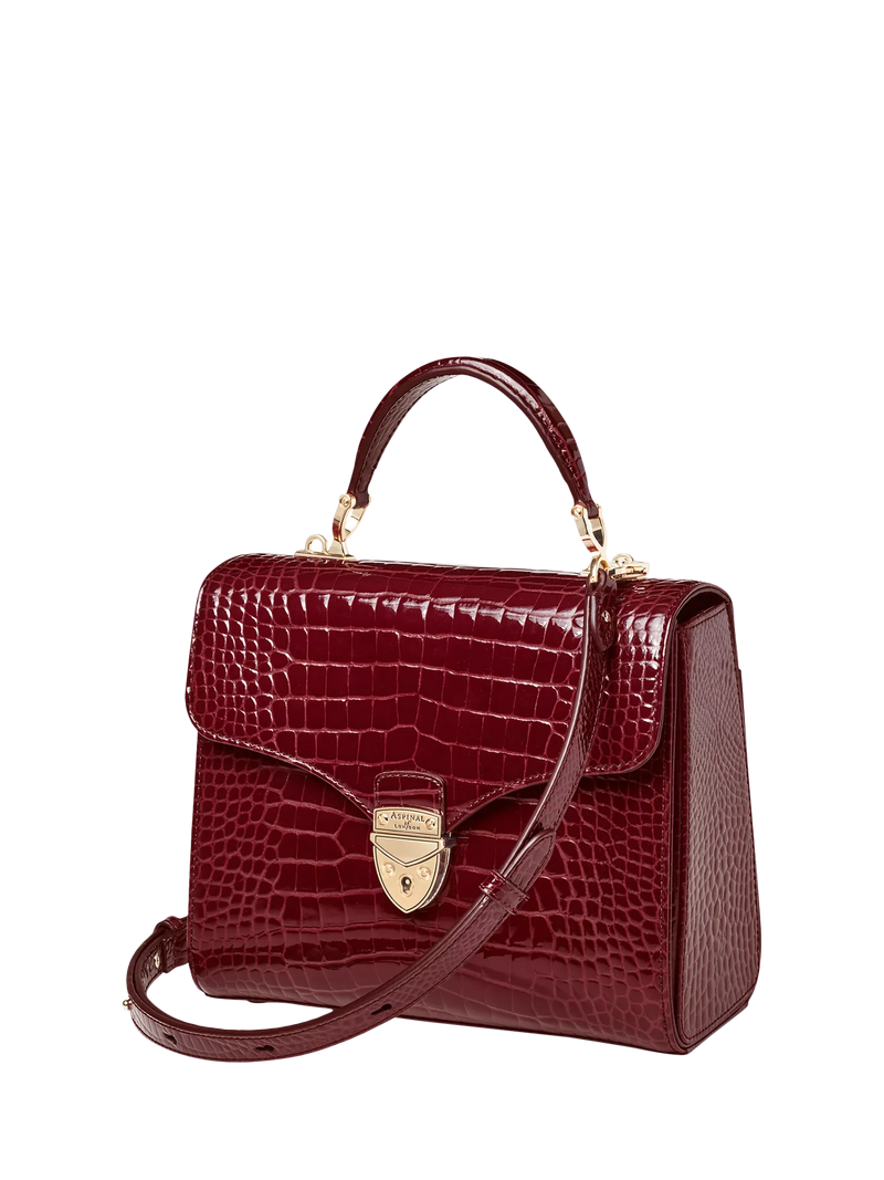 Aspinal of London Mayfair leather top handle bag Merlot, imported from the UK