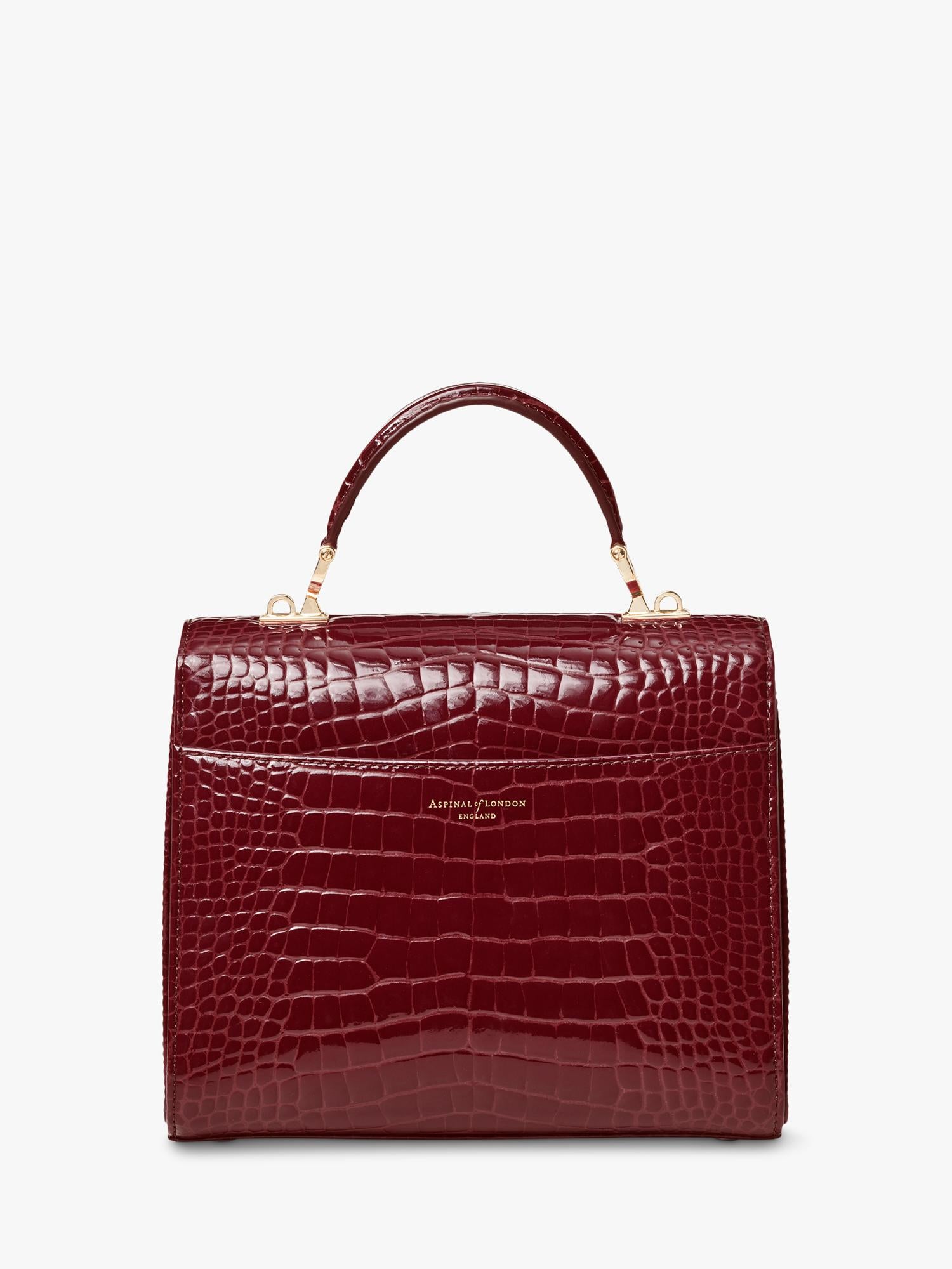 Aspinal of London Mayfair leather top handle bag Merlot, imported from the UK
