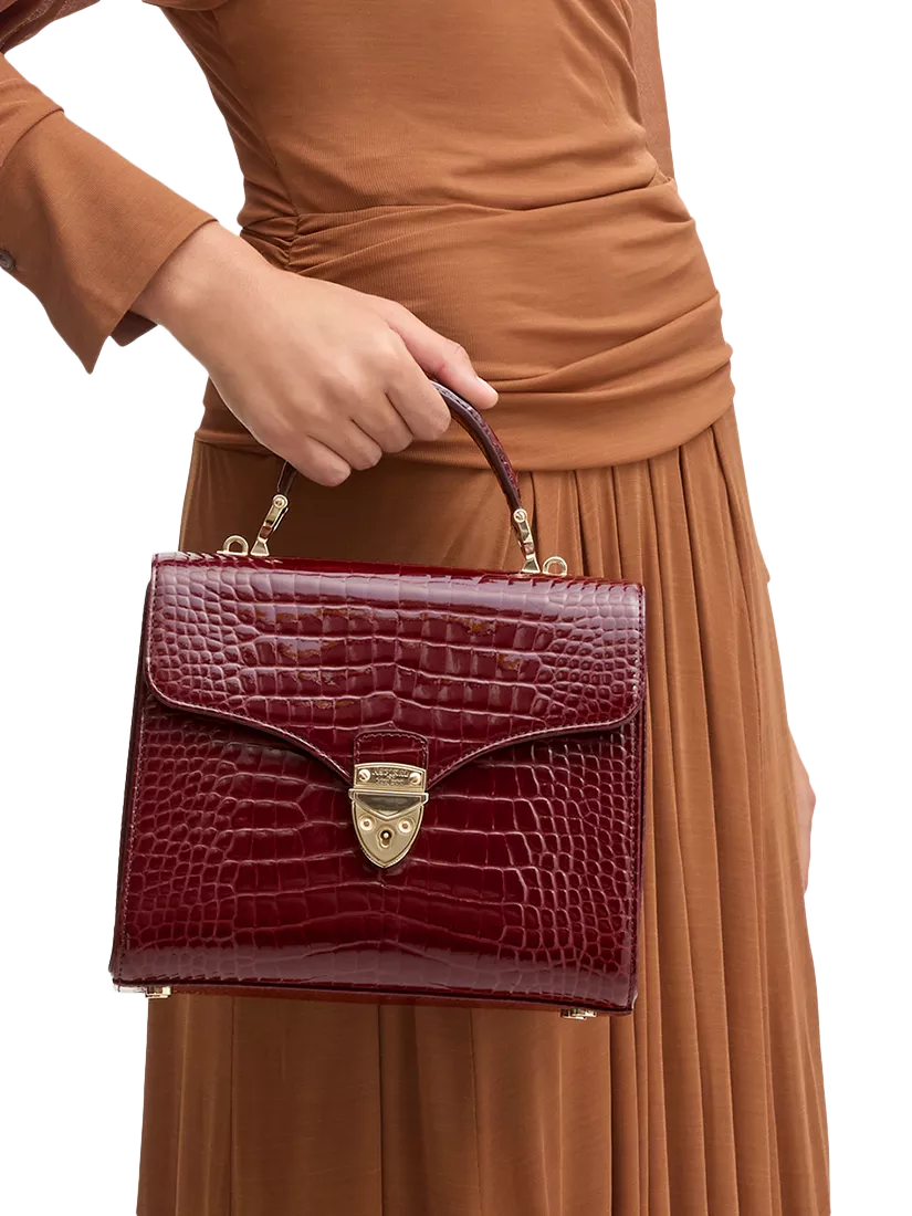 Aspinal of London Mayfair leather top handle bag Merlot, imported from the UK