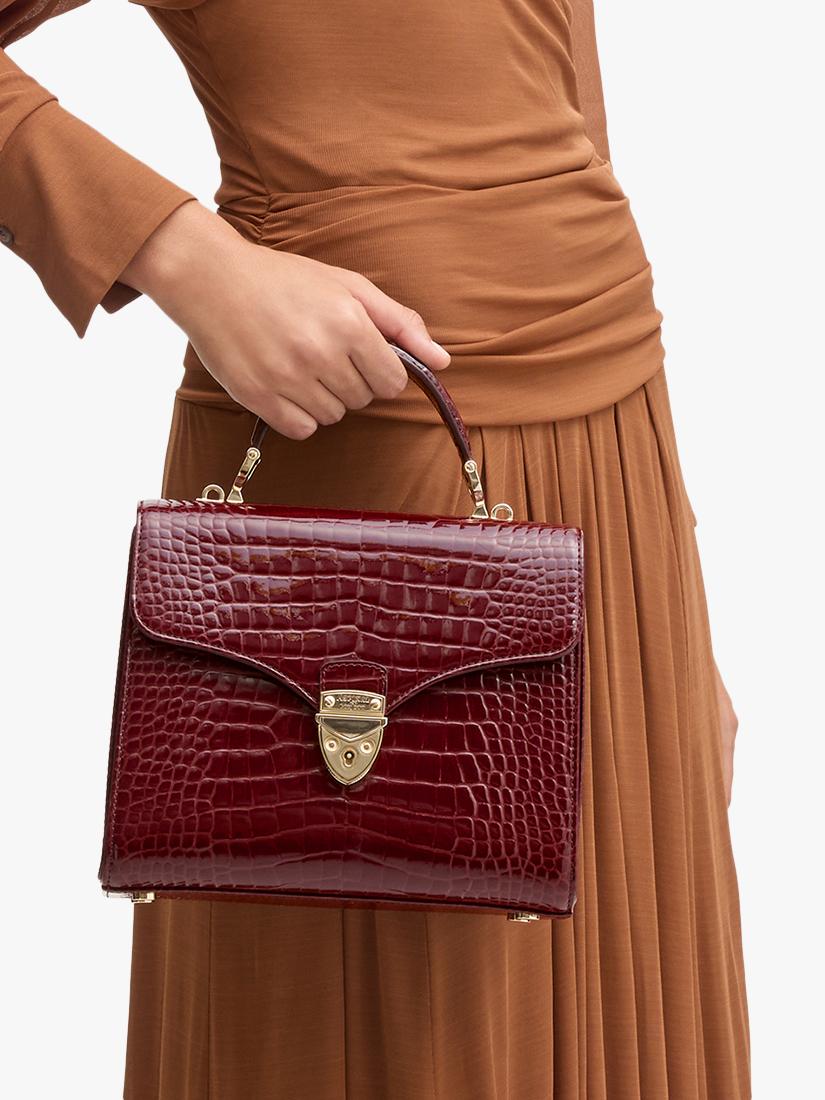 Aspinal of London Mayfair leather top handle bag Merlot, imported from the UK