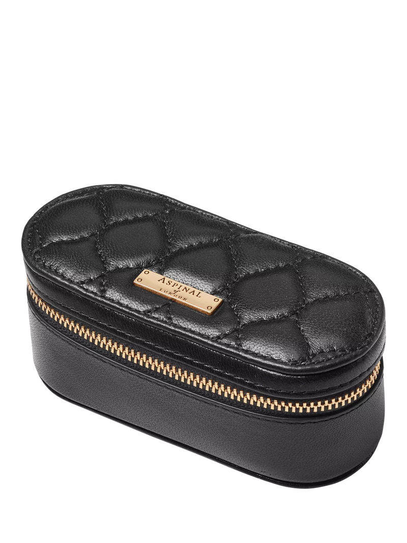Aspinal of London quilted leather handbag organiser in black, UK version