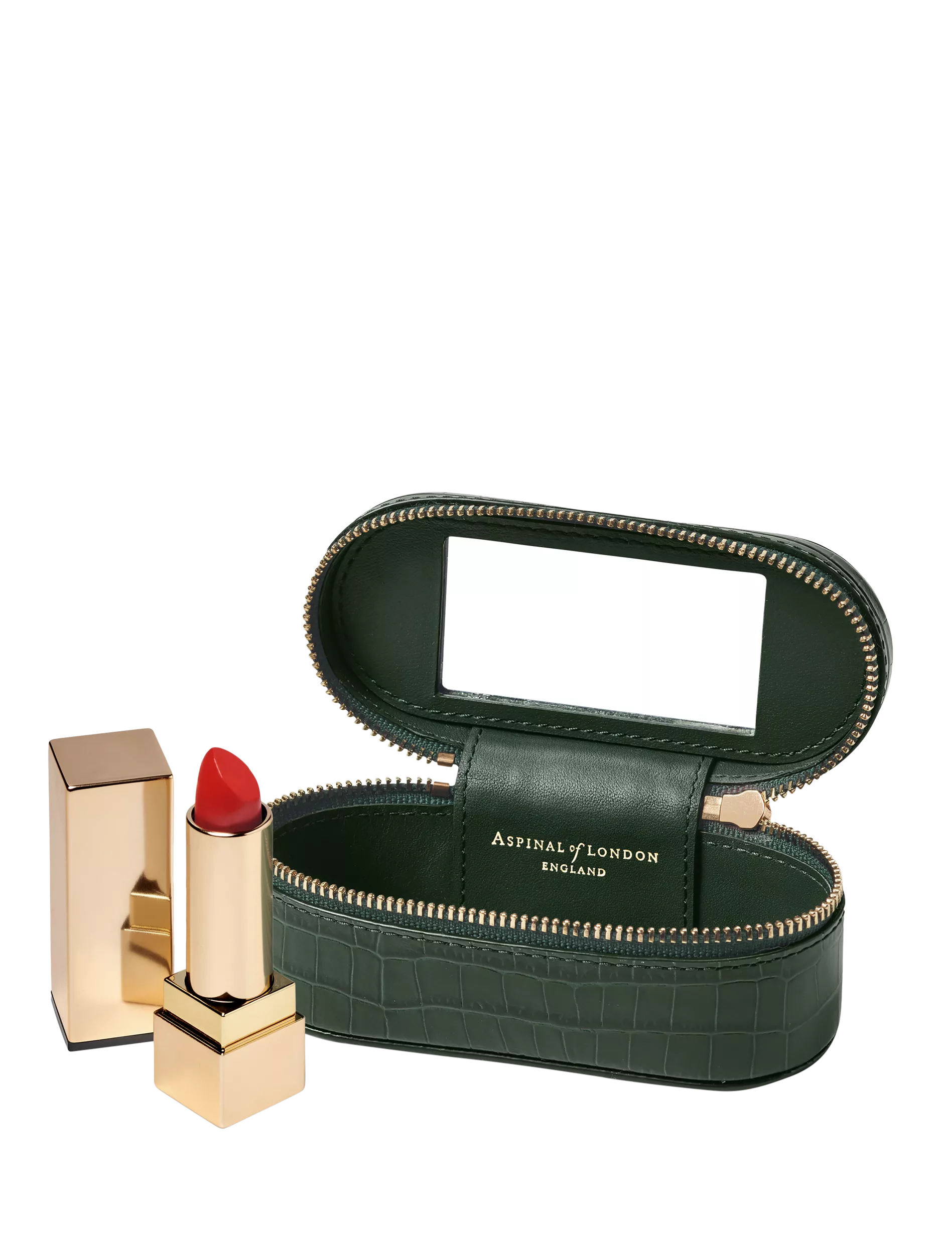 Aspinal of London croc leather handbag organiser in Evergreen - British product