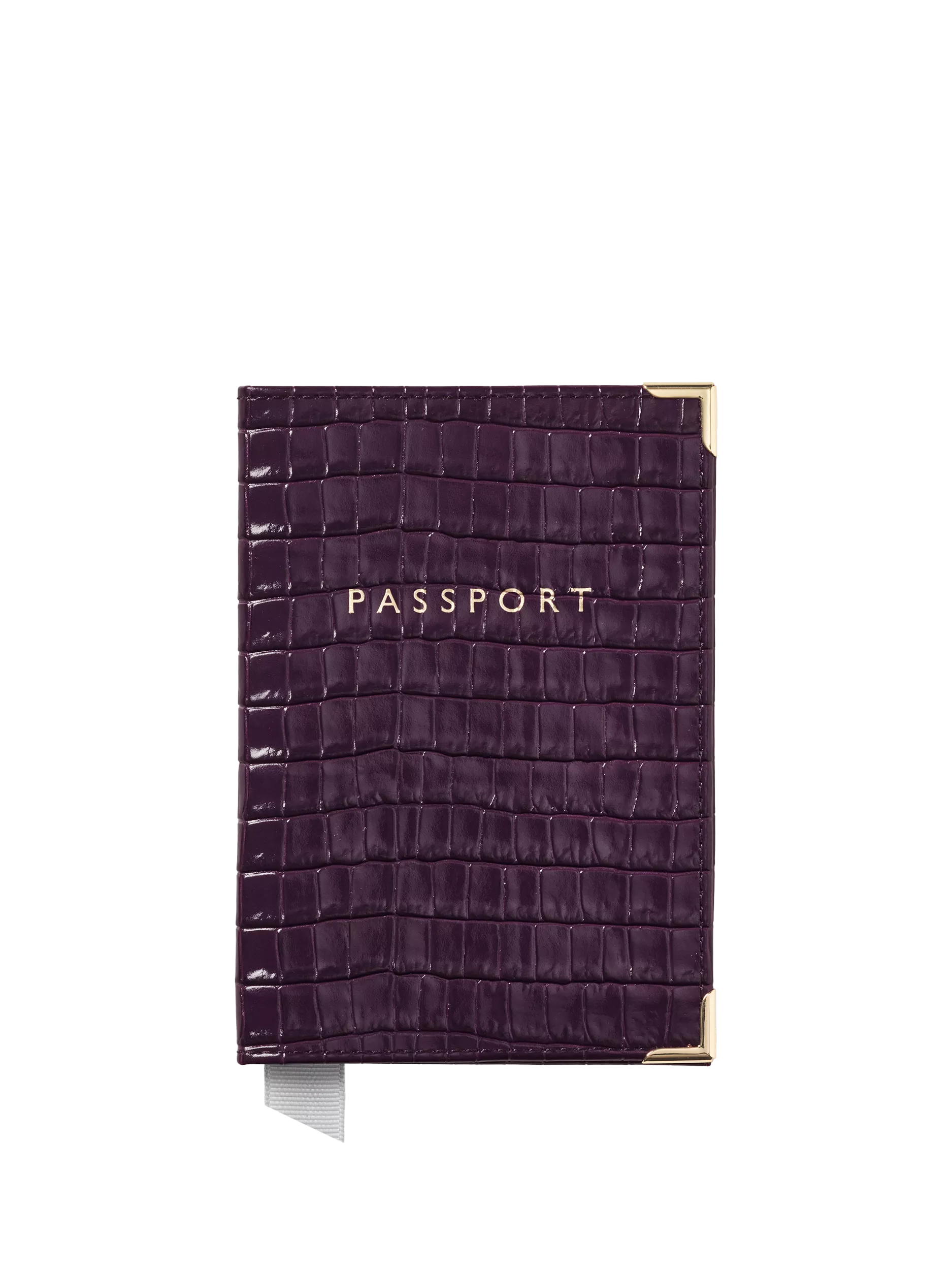 Aspinal of London passport cover croc leather fig H14xW9.5cm - British product
