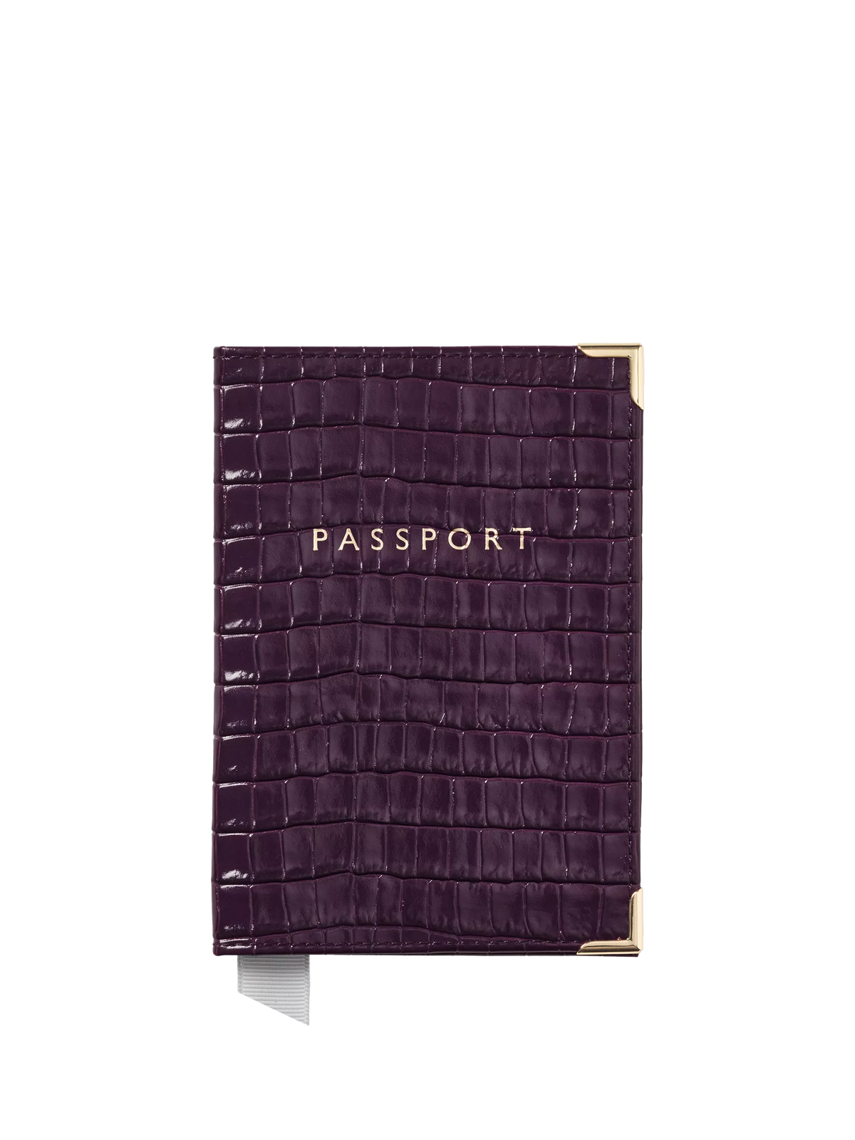 Aspinal of London passport cover croc leather fig H14xW9.5cm - British product