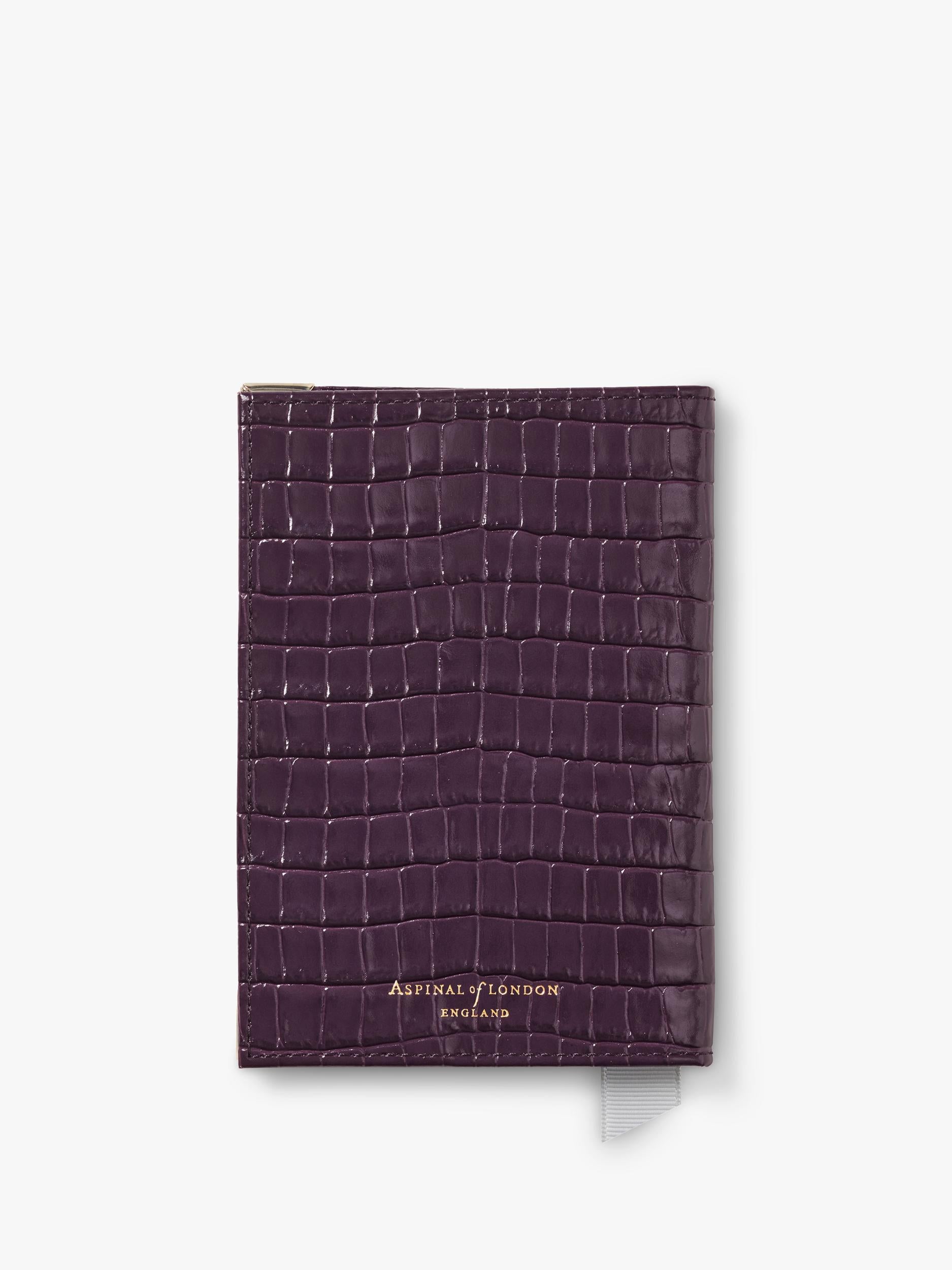 Aspinal of London passport cover croc leather fig H14xW9.5cm - British product