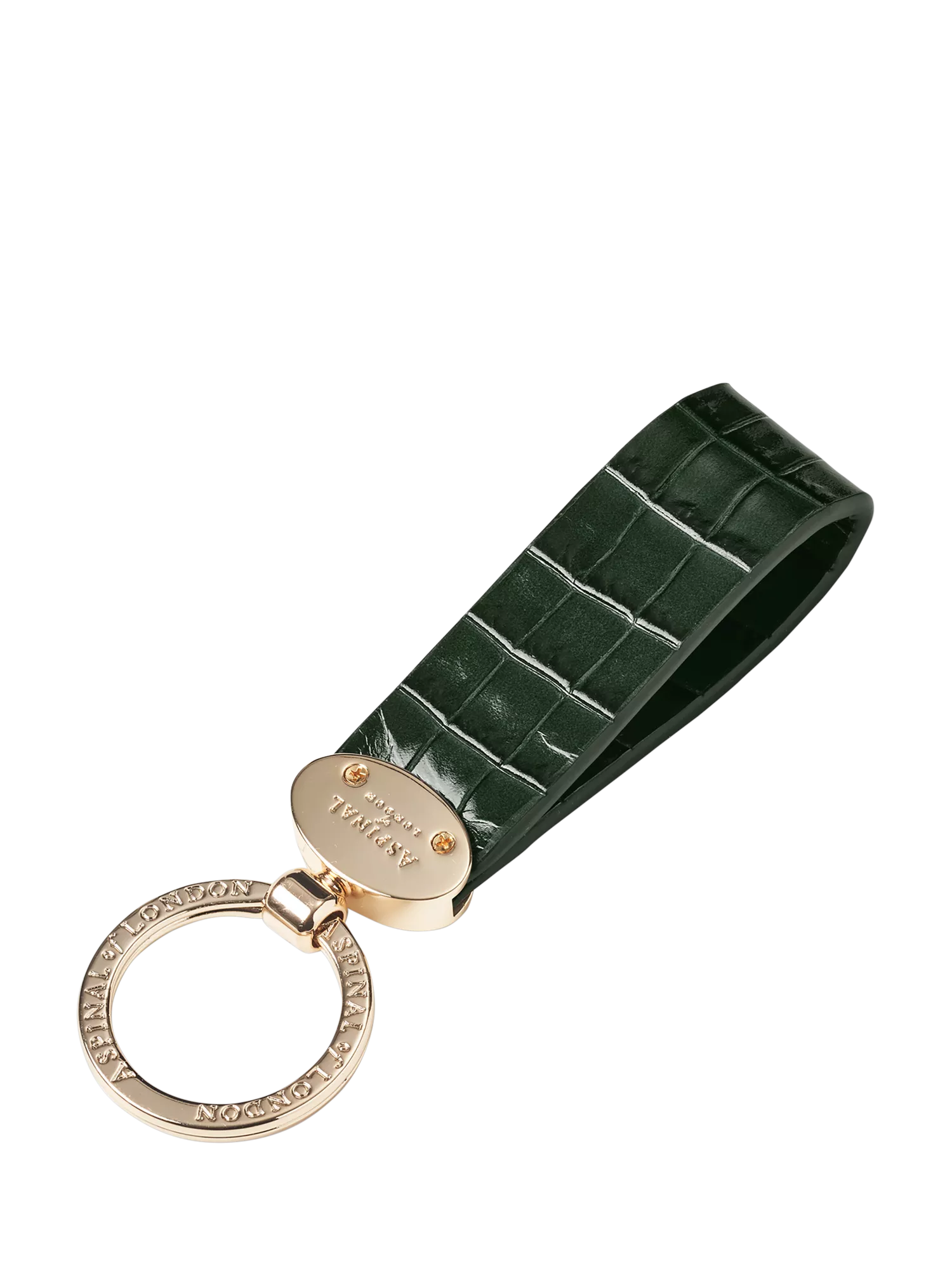 Aspinal London leather keyring Evergreen, imported from the UK