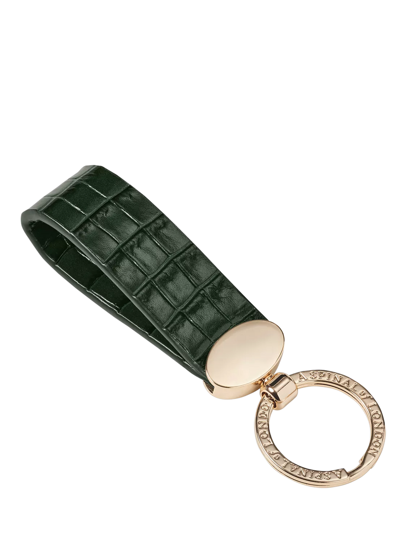 Aspinal London leather keyring Evergreen, imported from the UK
