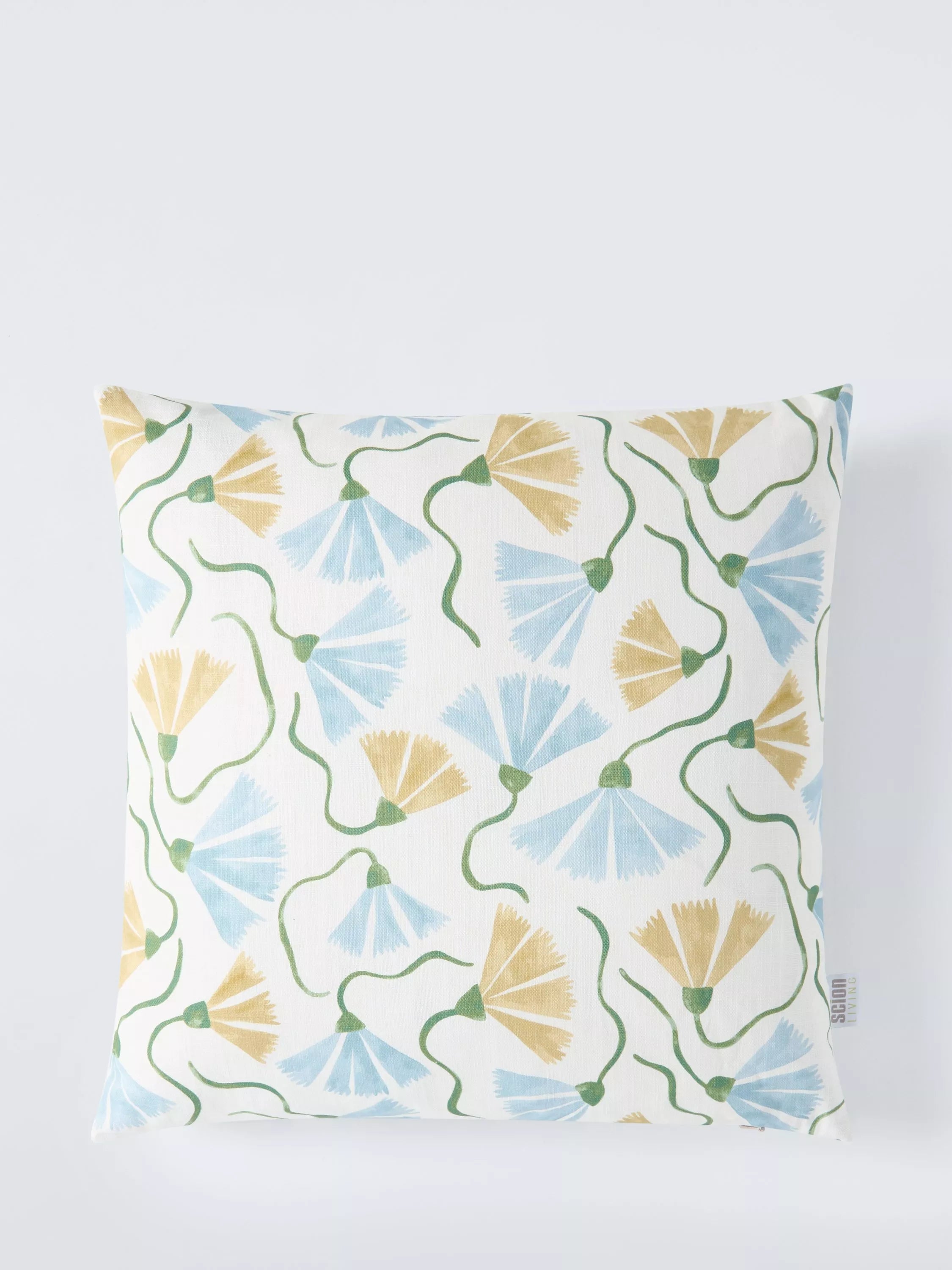Scion fringed poppy cushion honey cornflower 43x43cm - British product