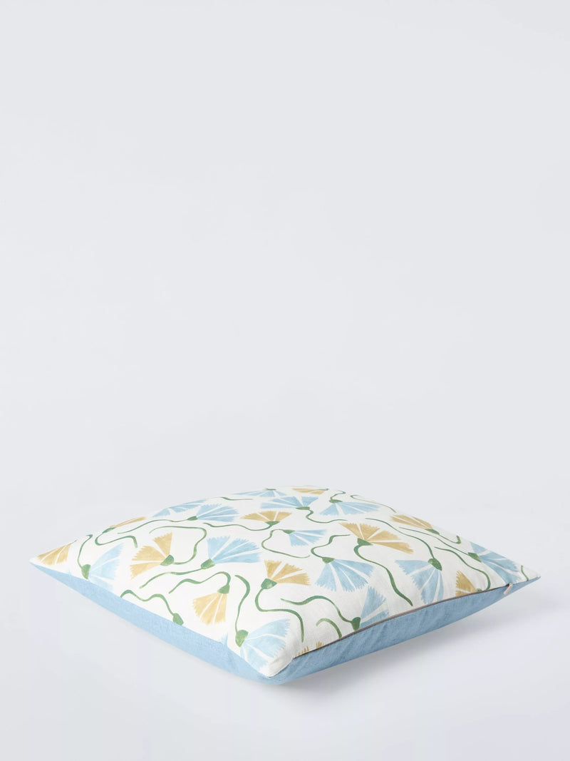 Scion fringed poppy cushion honey cornflower 43x43cm - British product