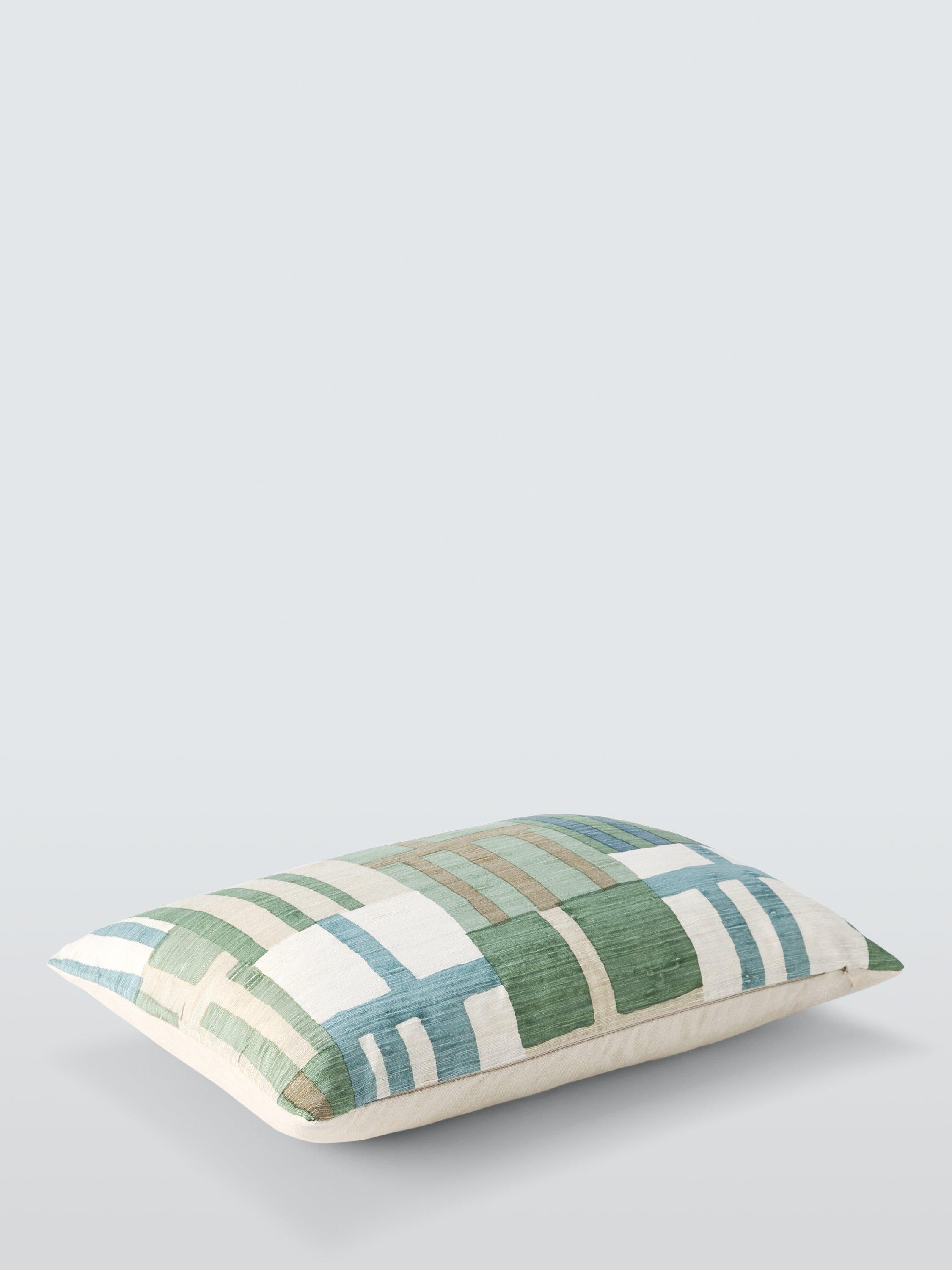 Harlequin Monolith silk cushion in Jade/Kyanite 40x60cm, imported from the UK