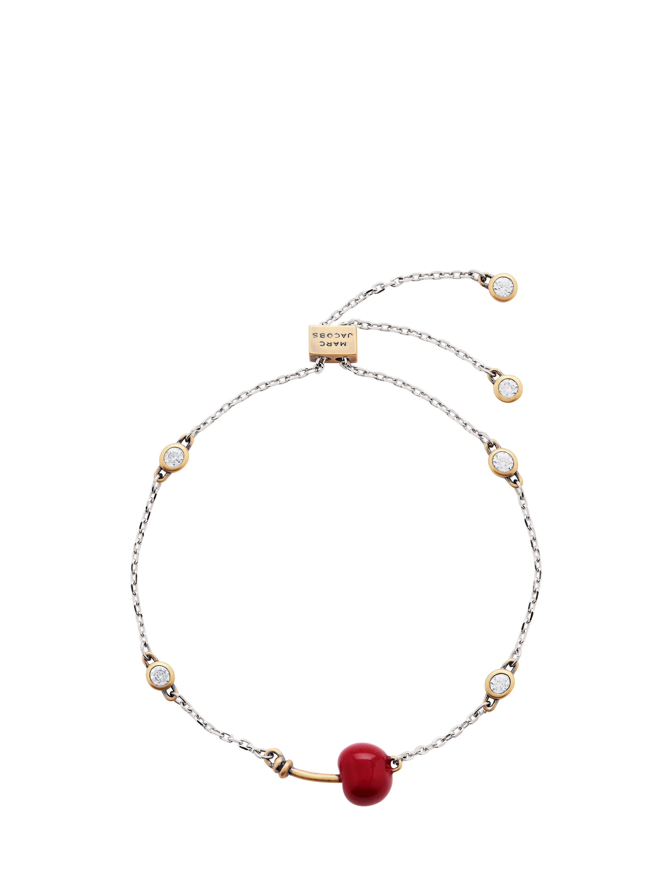 Marc Jacobs Cherry Charm Bracelet silver red charm (British brand)