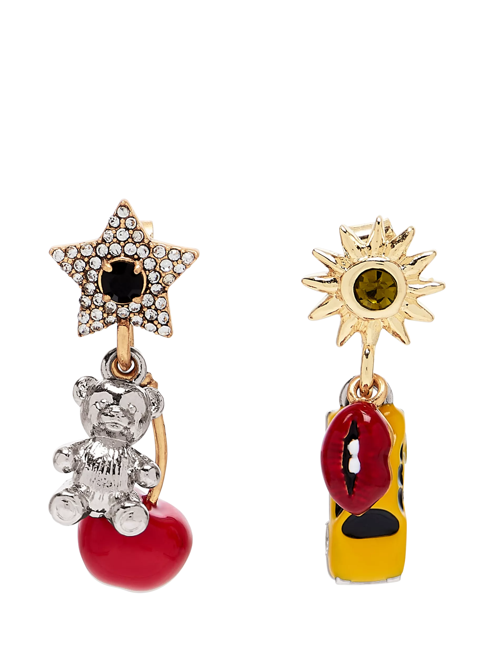Marc Jacobs charm drop earrings with enamel and glass, UK version
