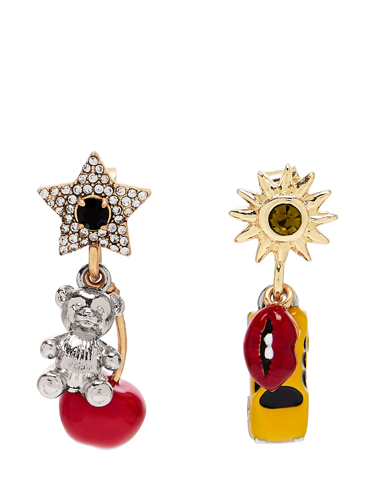 Marc Jacobs charm drop earrings with enamel and glass, UK version