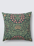 Morris & Co. floral cushion in forest green, imported from the UK