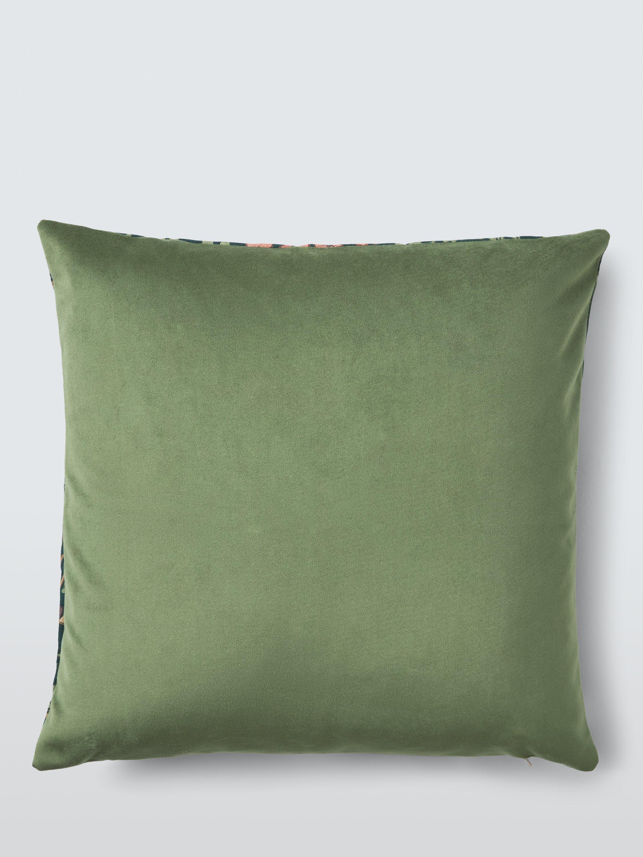 Morris & Co. floral cushion in forest green, imported from the UK