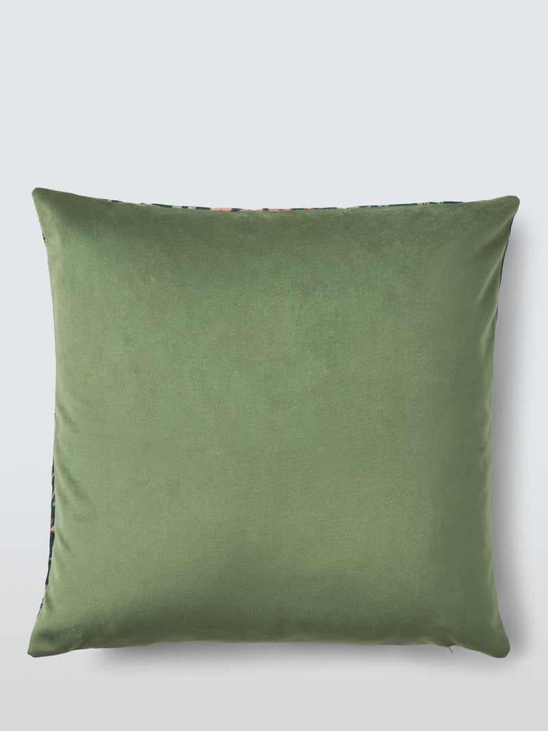 Morris & Co. floral cushion in forest green, imported from the UK