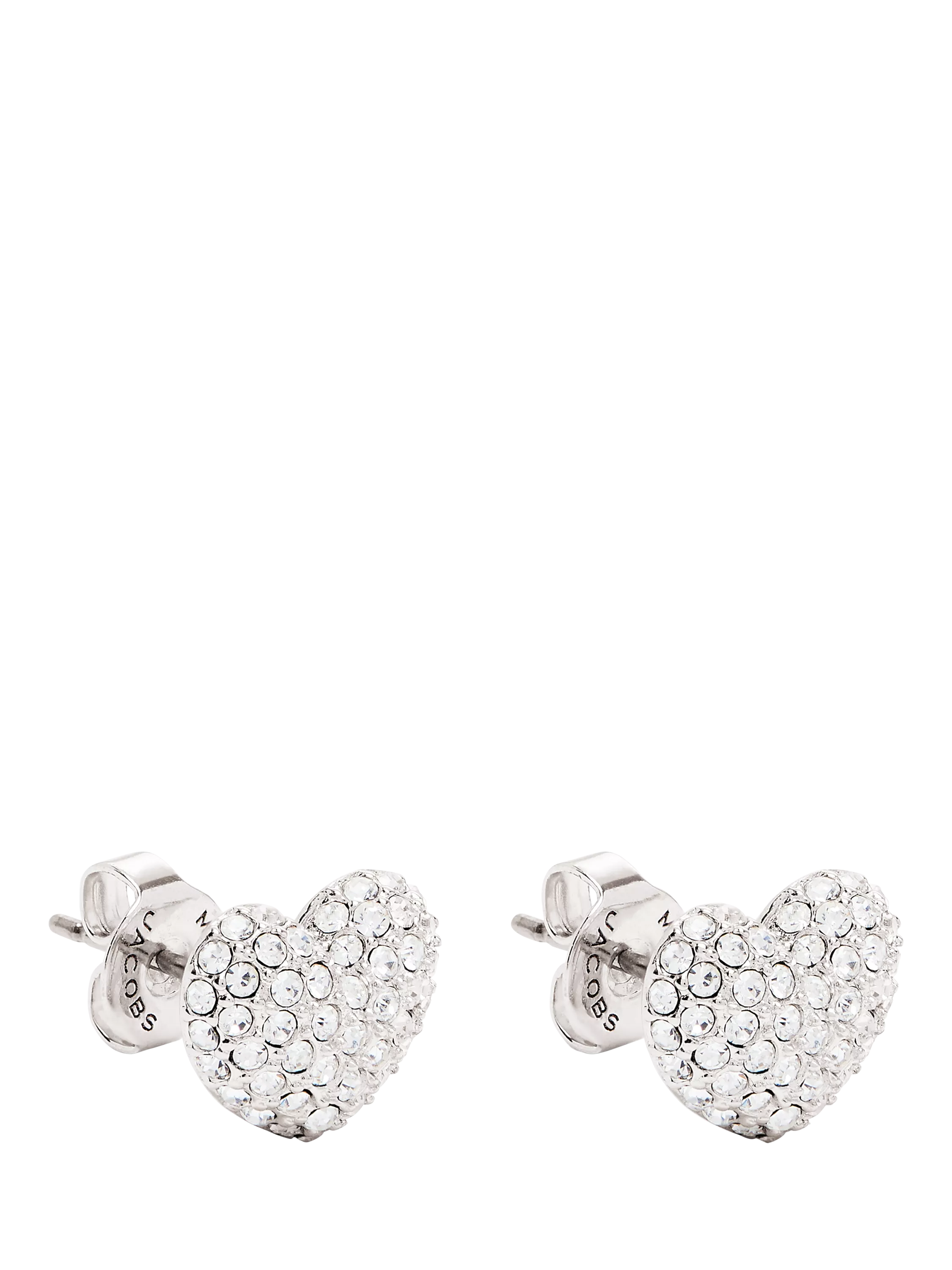 Marc Jacobs heart stud earrings silver crystal, imported from the UK